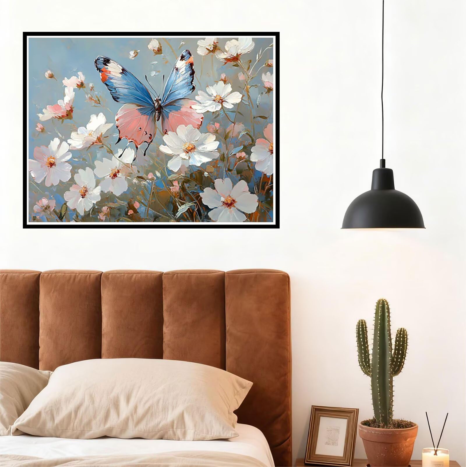 Schmetterling Malen Nach Zahlen Erwachsene Blume Malen Nach Zahlen Kinder ab 7, DIY Set Erwachsene Bastelsachen Kreativ Set für Kinder Geschenke für Männer, Weihnachten Halloween Deko 60x80cm H - 964
