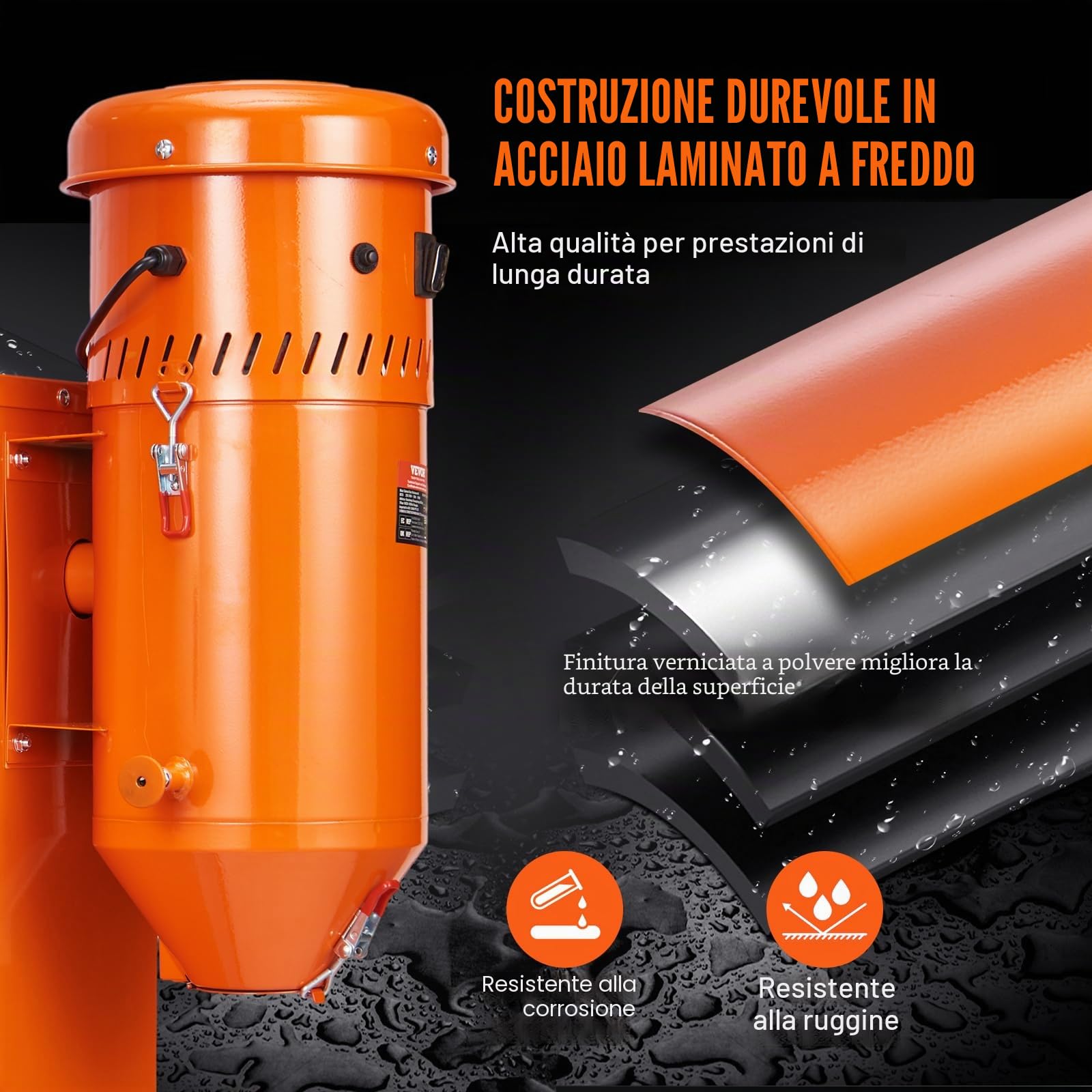 VEVOR Sistema di raccolta polveri 1450 W 1,8 galloni per sabbiatrici