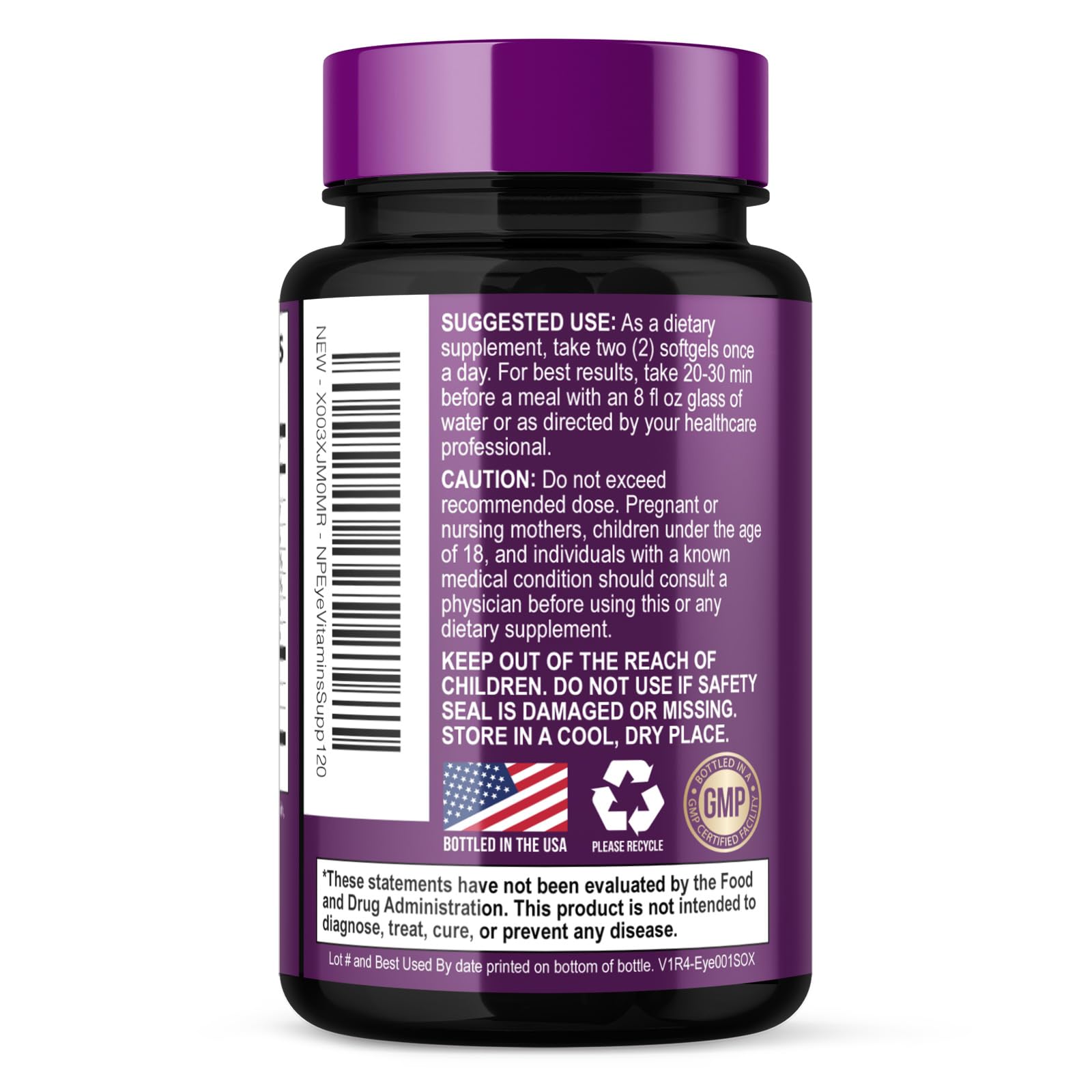 Eye Vitamins Supplements - 3x Strength Eye Health Vitamin with Lutein and Zeaxanthin - Natural Vision Macular Health Eye Support With Zinc, Vitamins C E & Minerals, Bottled in USA - 120 Capsules — Amazon image 8