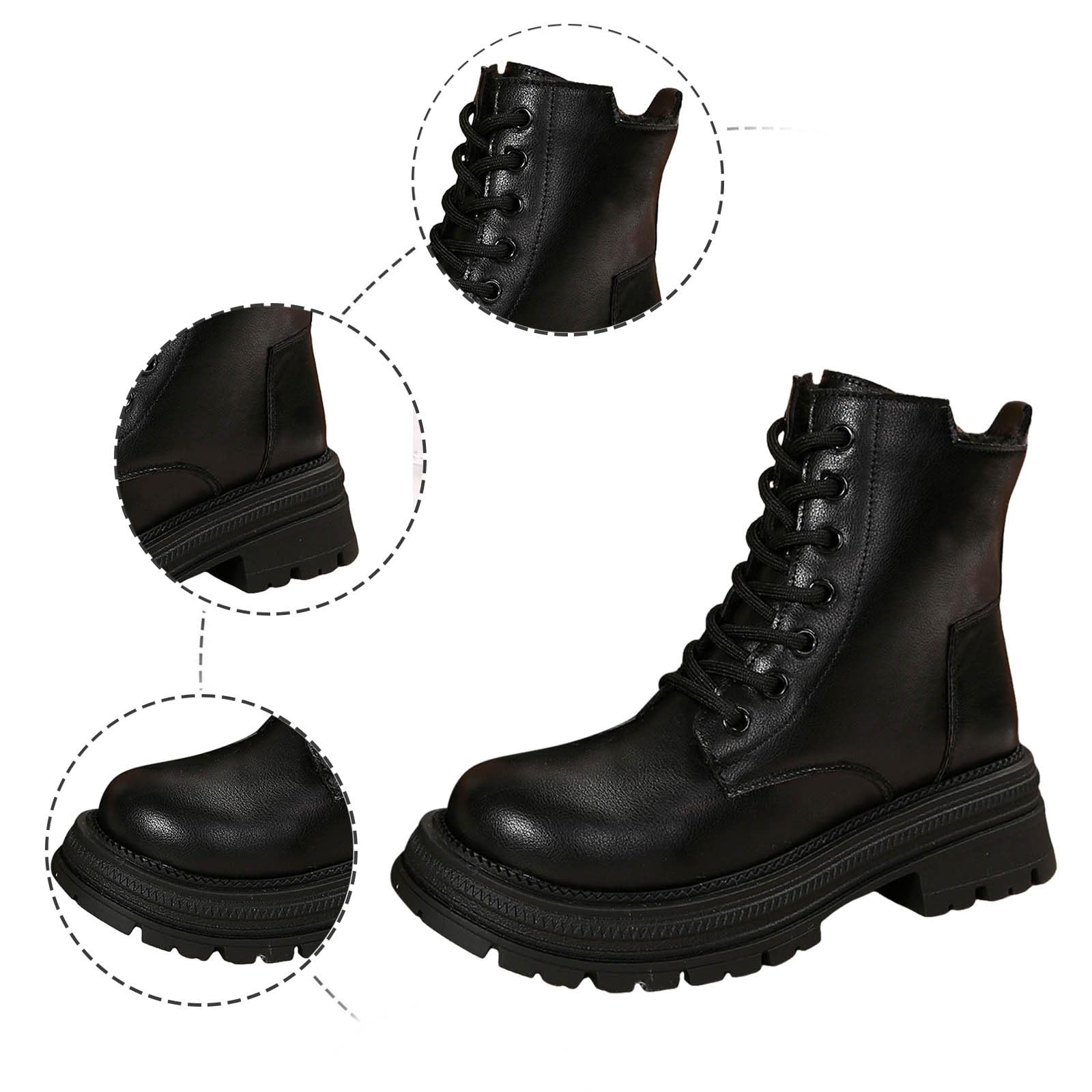 Botas de combate para mujer con cordones, botas de combate, botas de senderismo, con cremallera, tacón de bloque, tácticas, militares, de invierno, plataforma, zapatos de seguridad