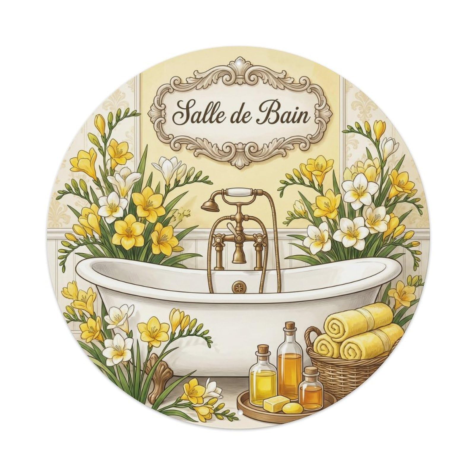 Salle Bain Freesia Floral Metal Tin Sign
