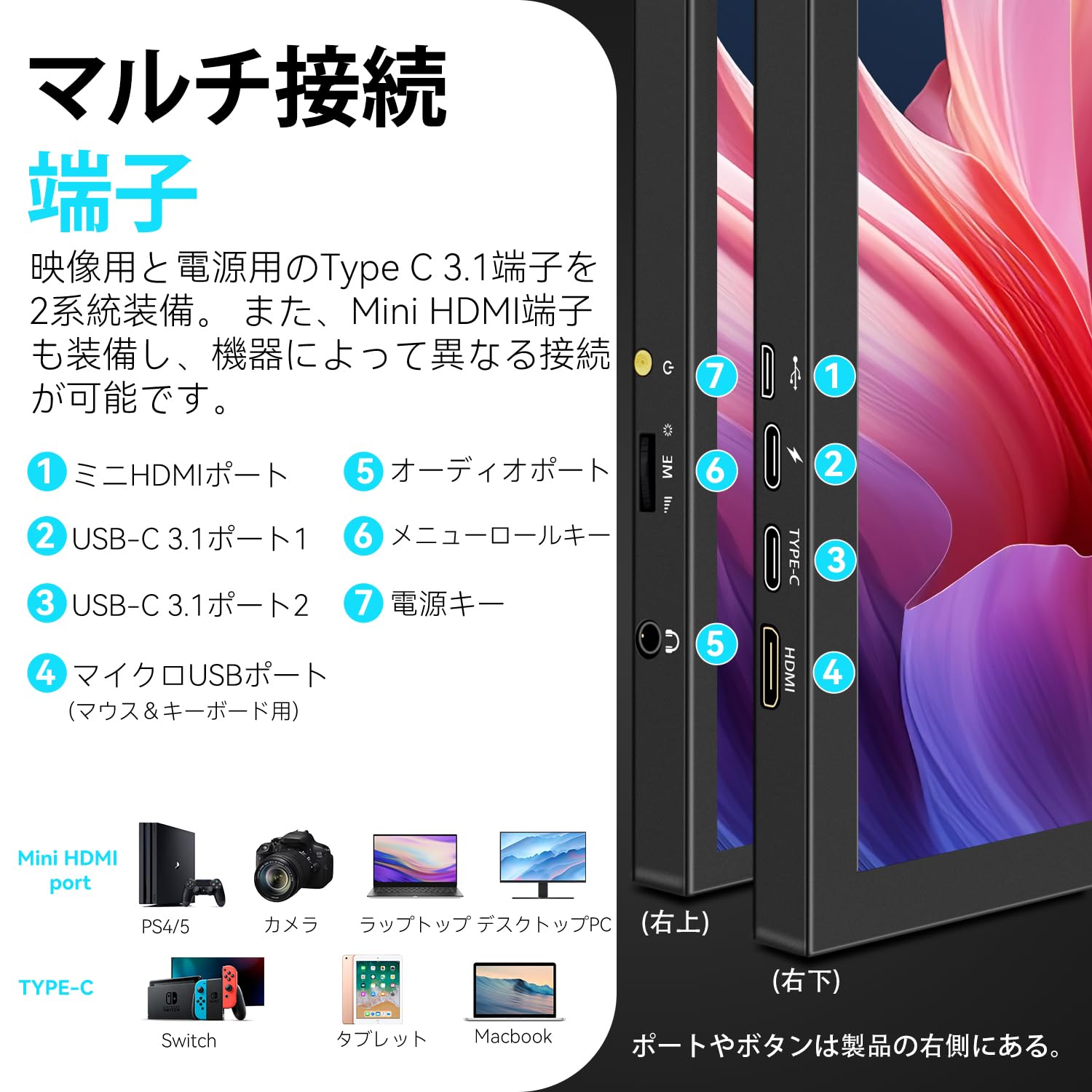 Amazon.co.jp: モバイルモニター 9.7インチ 2K解像度ポータブル