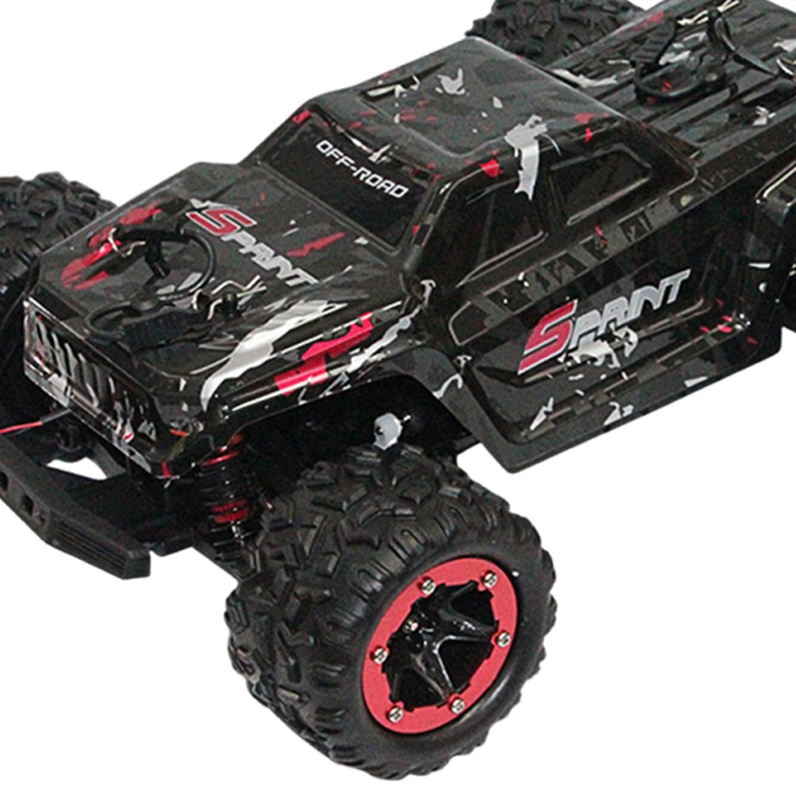 Vehículo Teledirigido a Escala 1:18 con Control Remoto Y Luces Delanteras para Niños Y Niñas, Negro Rojo