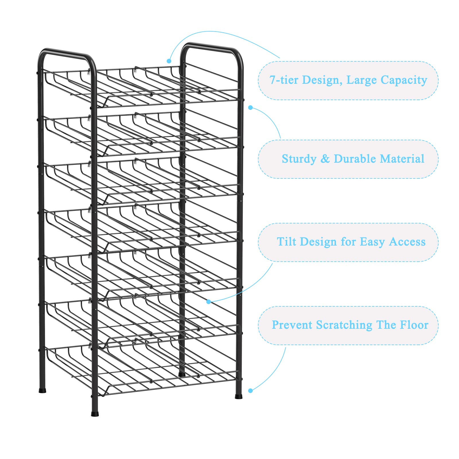 Organizador de latas para despensa de 7 niveles, organizador de latas, dispensador de almacenamiento con capacidad para hasta 84 latas para alimentos enlatados, armario de cocina o estante de despensa