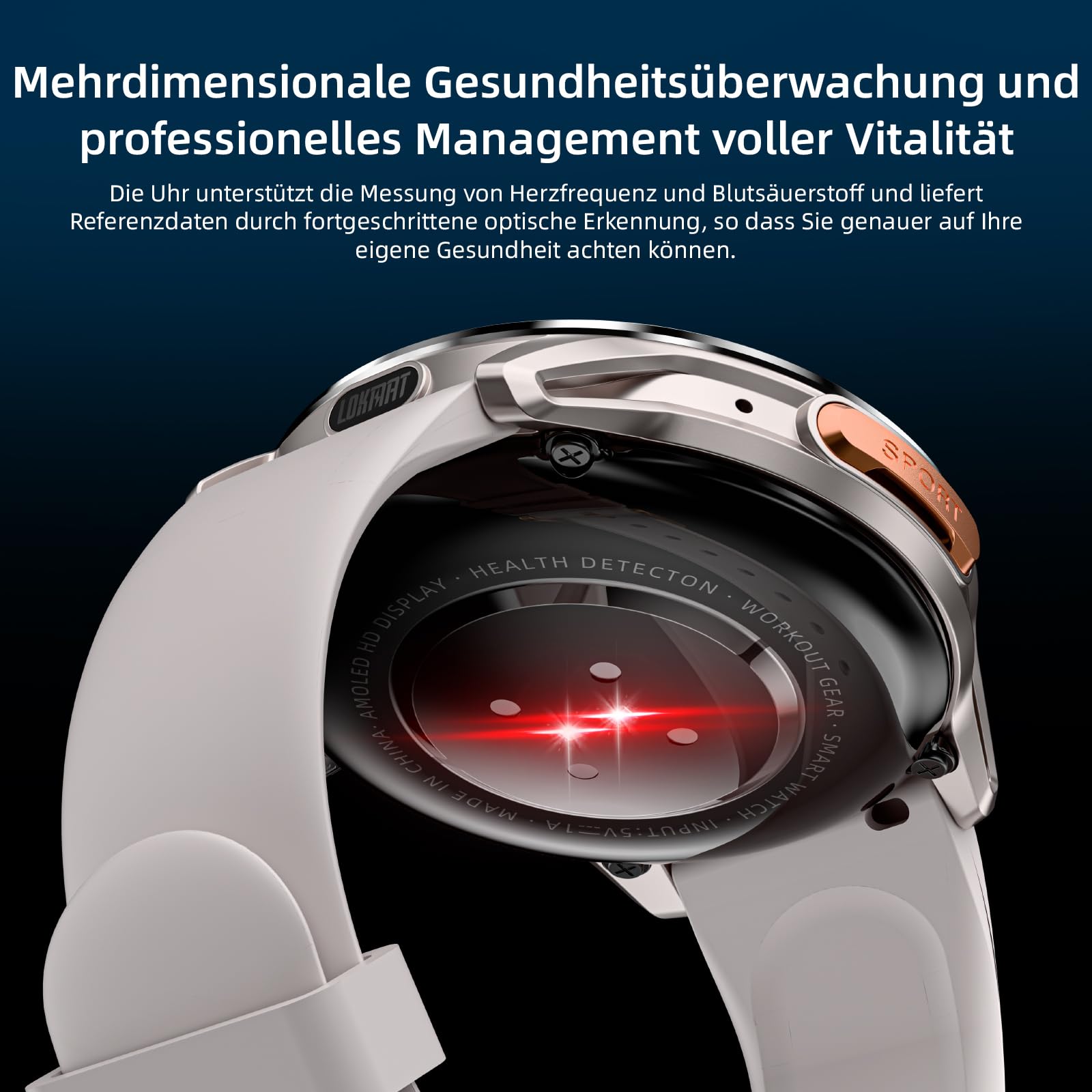 LOKMAT 4G SIM-Karte Android Smart Watch,1,6 Zoll AMOLED Großbildschirm 3 GB + 32 GB Smartwatch für Männer und Frauen mit drehbarer Kamera, WiFi, GPS,Fitness-Aktivitätstracker-Uhr (Silber)