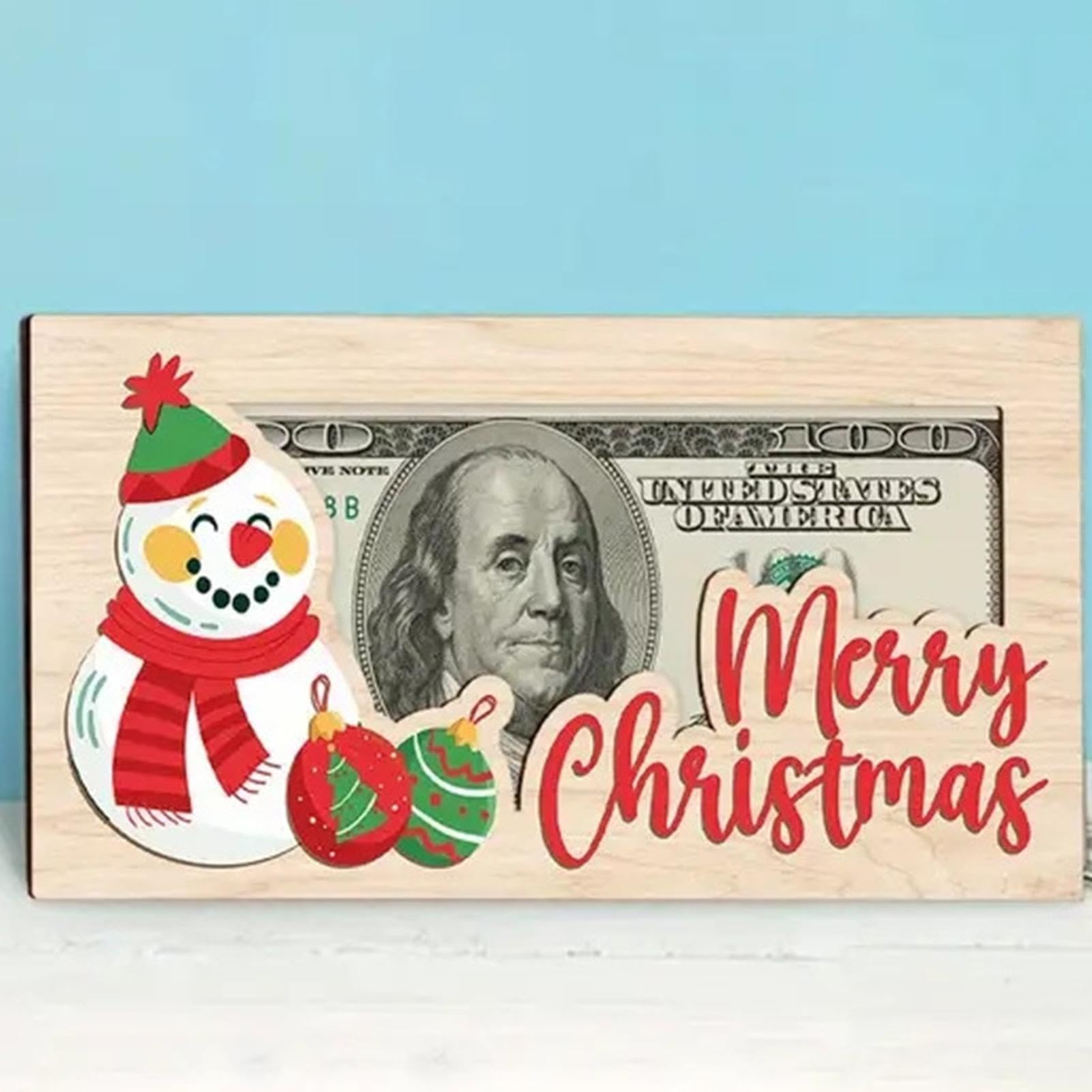 Porte-billets en bois pour cartes de Noël | Porte-billets de Noël en bois pour espèces – Bonhommes de neige et lettres support de cartes de vœux