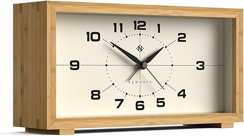 Miniatura 2 de NEWGATE Lemur - Reloj despertador  Diseño rectangular  Funda de bambú  Ideal para mesita de noche, escritorio o estante  Moderno accesorio retro