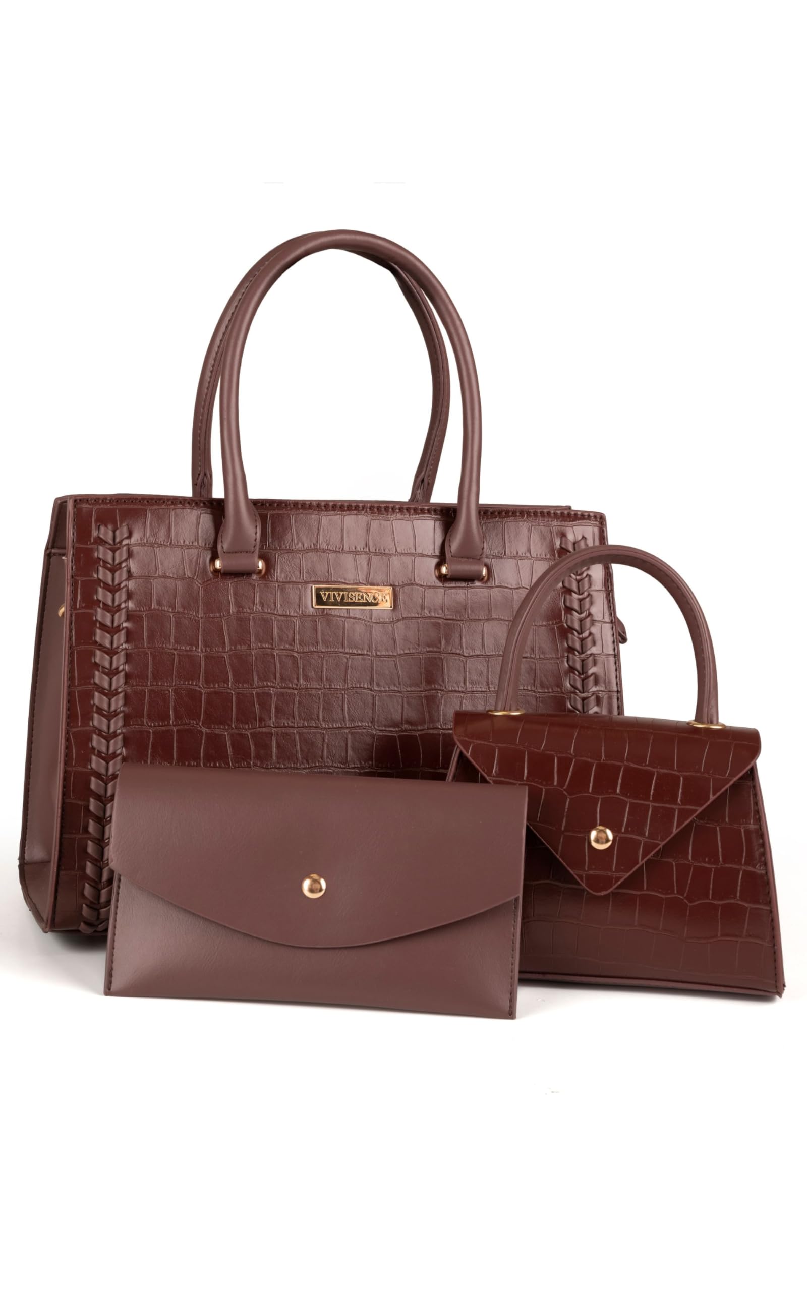 Sac à main femme ensemble 3 pièces avec fermeture à glissière chic - 6