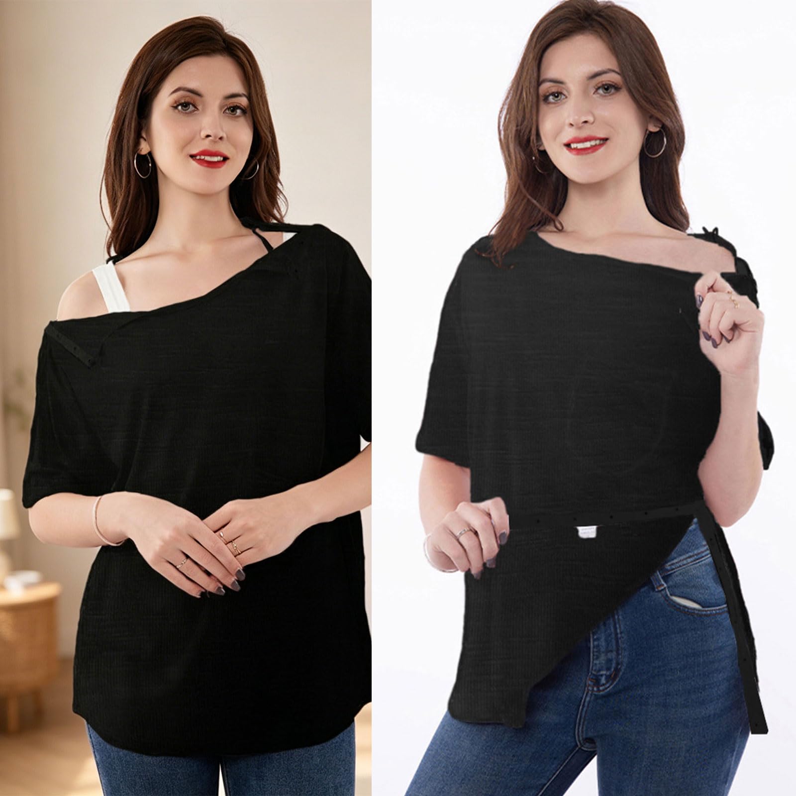 T-shirt girocollo a maniche lunghe essenziali in morbido tessuto di poliestere camicetta allentata comoda vestibilità t-shirt da donna