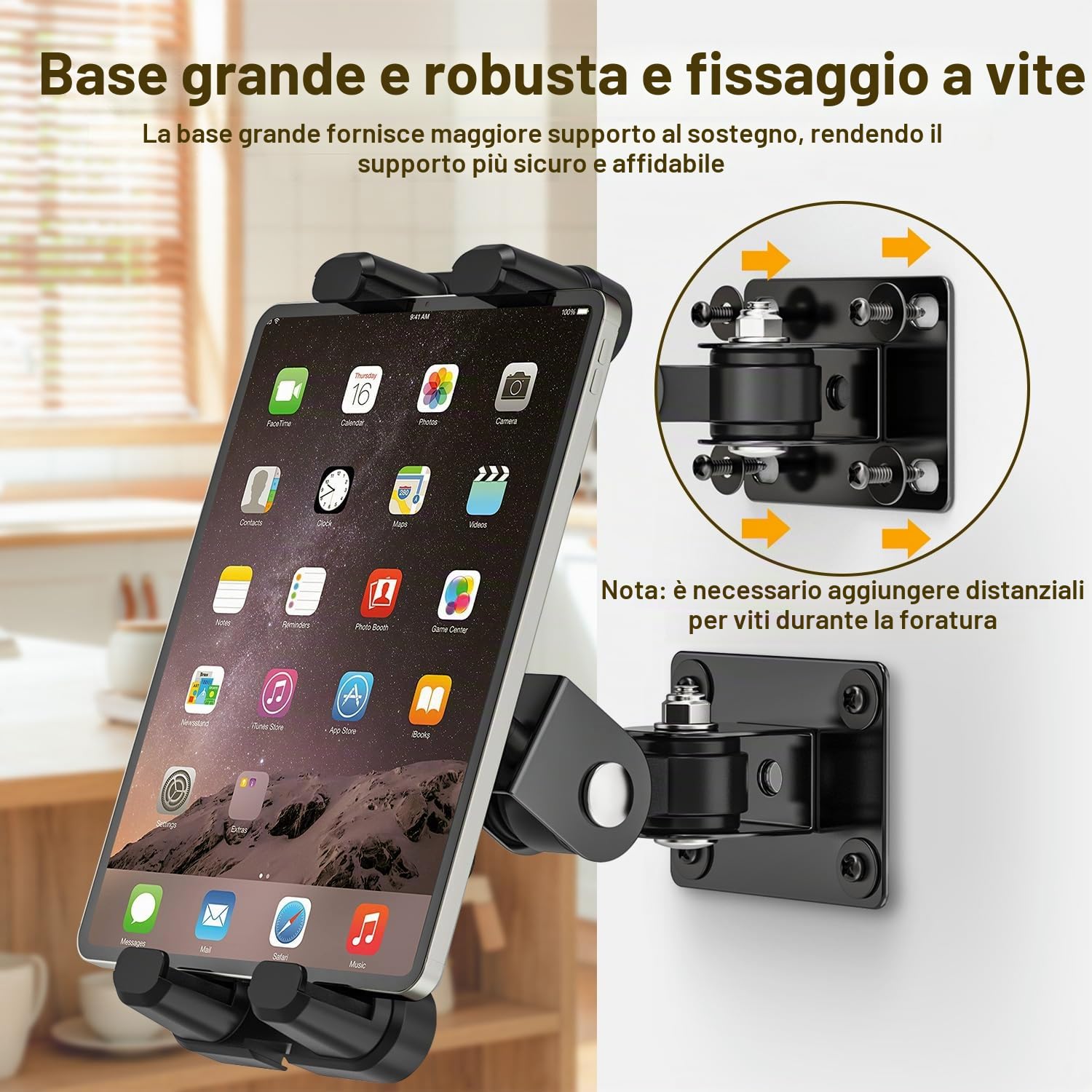 Tendak Supporto da Parete per Smartphone e Tablet, Regolabile Metalli Supporto Muro, Compatibile con Tutti i Dispositivi da 4,7-13,5 Pollici