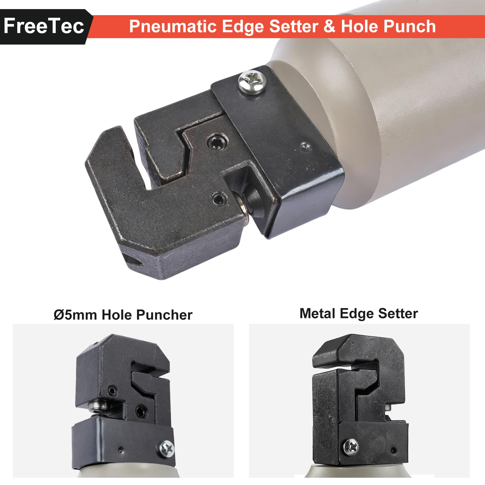 FreeTec 2 in 1 Ø5 mm Absetzzange Karosserie, Pneumatisches Loch und Absetzzange, Karosserie Abkantzange Lochzange Blech Blechzange Blechlocher Falzzange zum Lochen und Falzen für Auto Reparatur