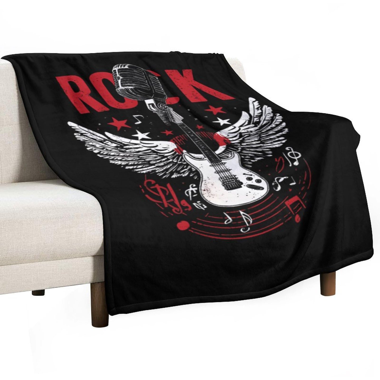 Cgsbngha Style Rocks-Music Guitar Flannel Fleece Blanket Lightweight Soft Throw Blankets For Sofa Couch Bed Chair