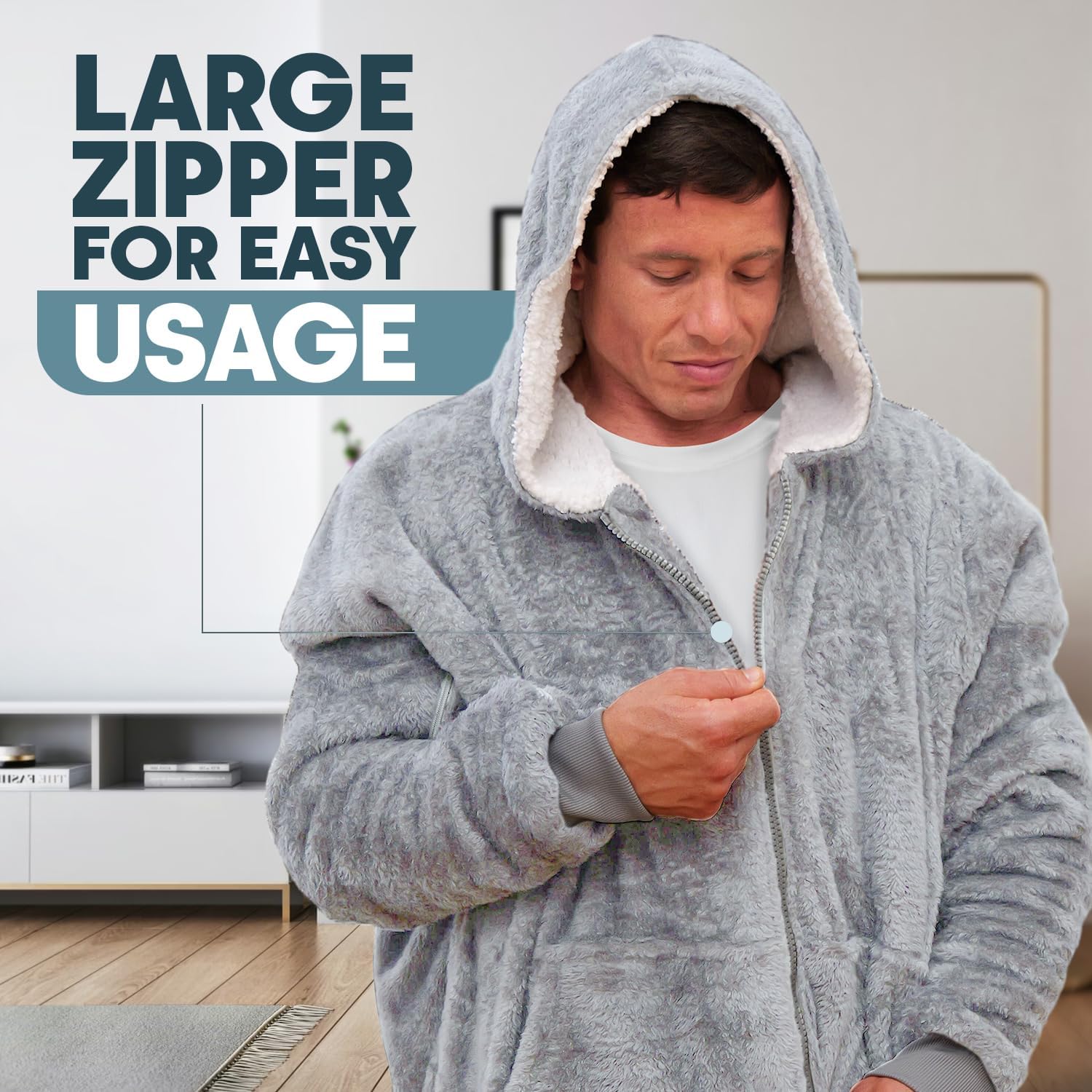 Dialysis Wearable Blanket with Arms Zipper Design for Hassle-Free Port Access | Oversized Blanket Hoodie - Unisex | Soft & Cozy Fabric to Keep You Warm During Dialysis | One Size Fits All Adults