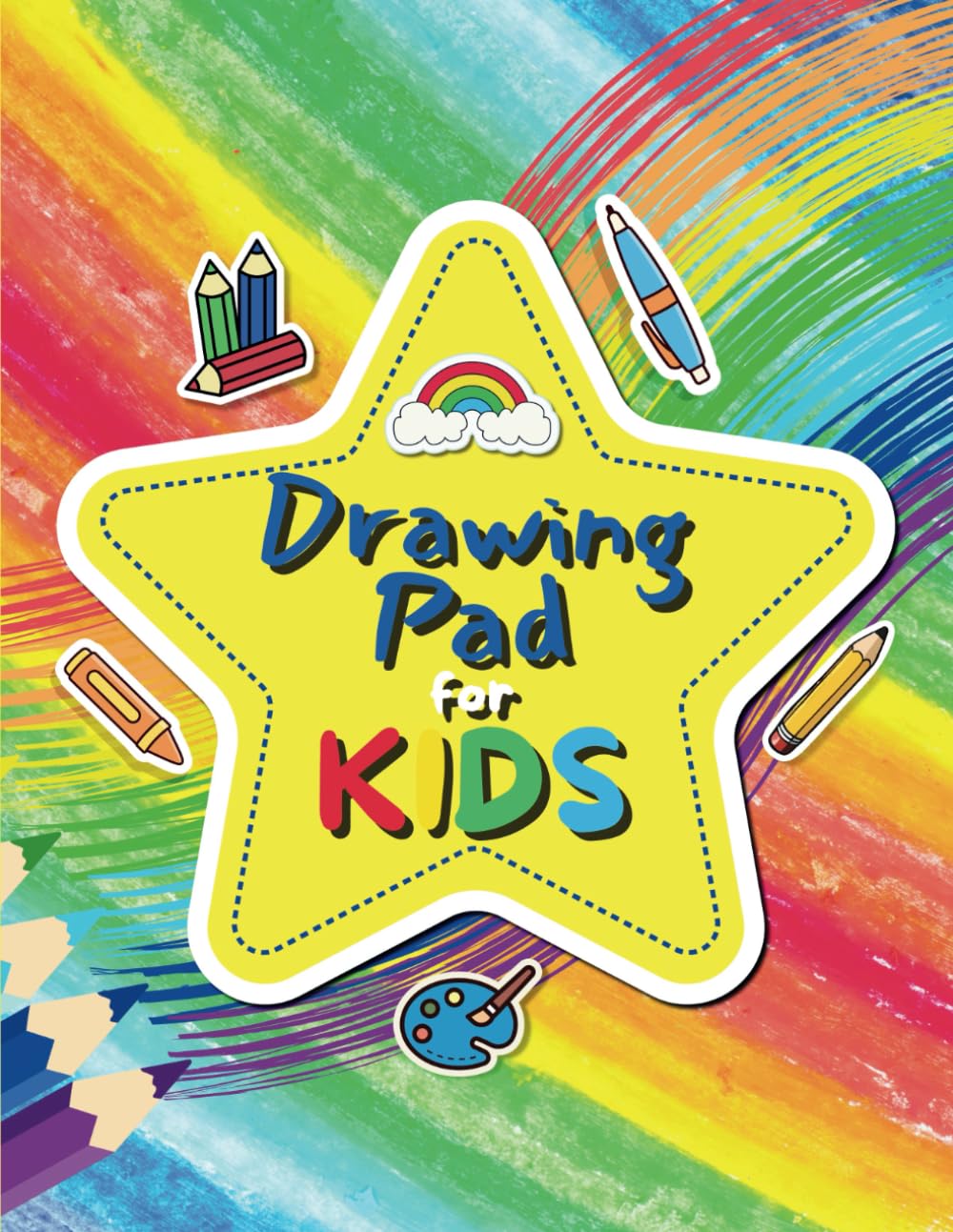 Drawing Pad for Kids: Blank Paper Sketchbook for Sketching, Writing, Coloring & Doodling for Boys & Girls Ages 4-12, Large 8.5" x 11" Drawing Practice Notebook, 120 Pages, Rainbow Design Cover