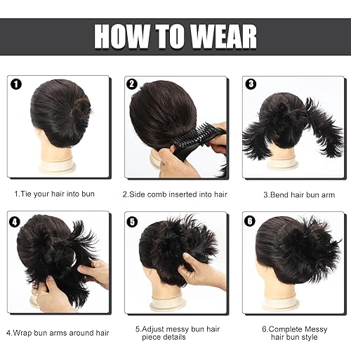 Miniatura 7 de Peine de moño desordenado con clip para moño despeinado y moño lateral, moño desordenado, extensiones de cabello para mujer, extensiones de cabello