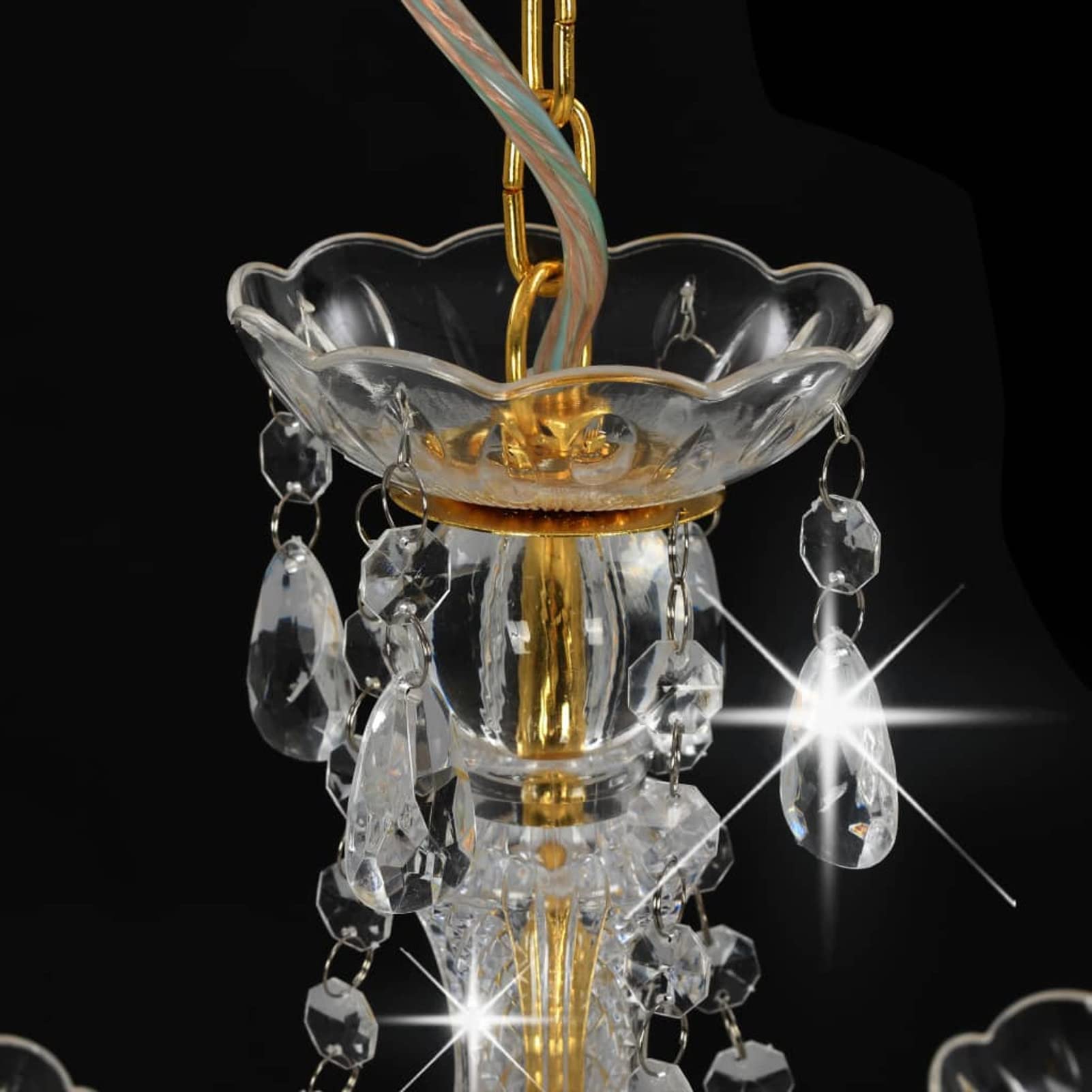 Rantry Kronleuchter mit Perlen Golden Rund 3 x E14 Lampen