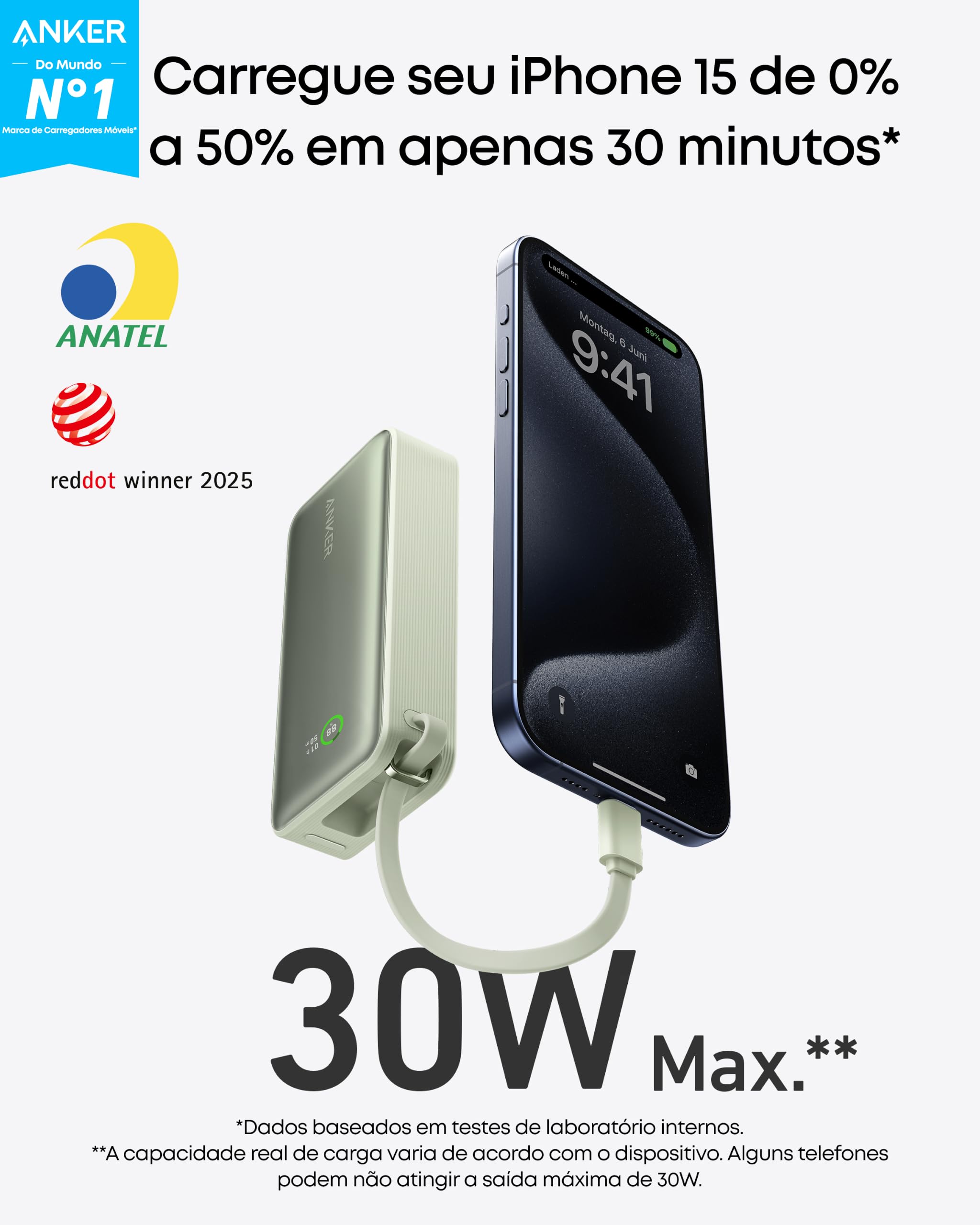 Anker Nano Power Bank ×２台セット Anker Nano Power Bank, Carregador Portátil de 10.000 mAh com Cabo