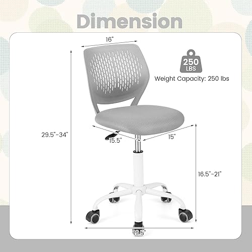 Miniatura 10 de POWERSTONE Silla de escritorio pequeña, silla de computadora para oficina en casa, silla de trabajo sin brazos, silla giratoria ajustable con