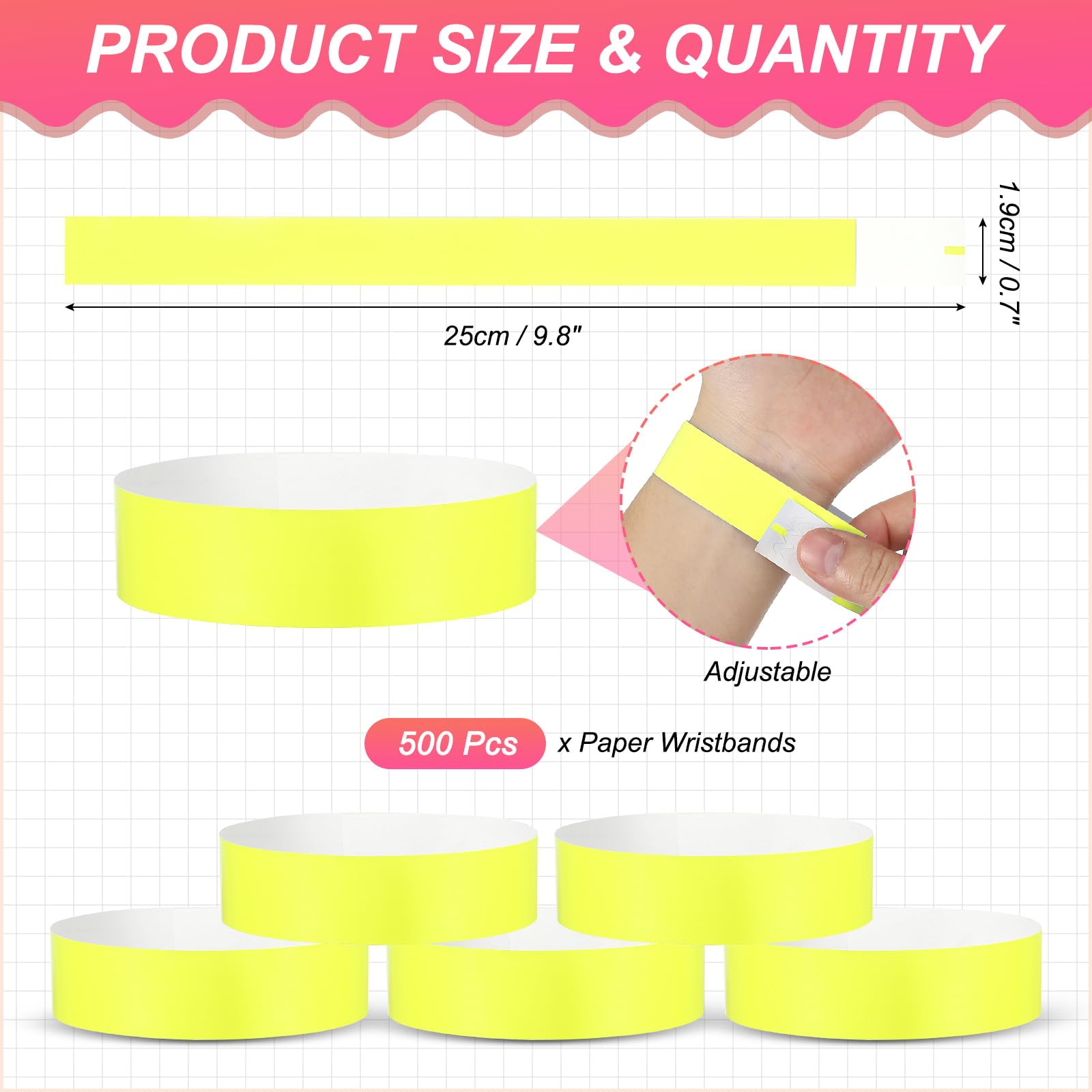 PATIKIL Paper Wristbands for Events 500 Pack Neon Party Wrist Bands - Image 2