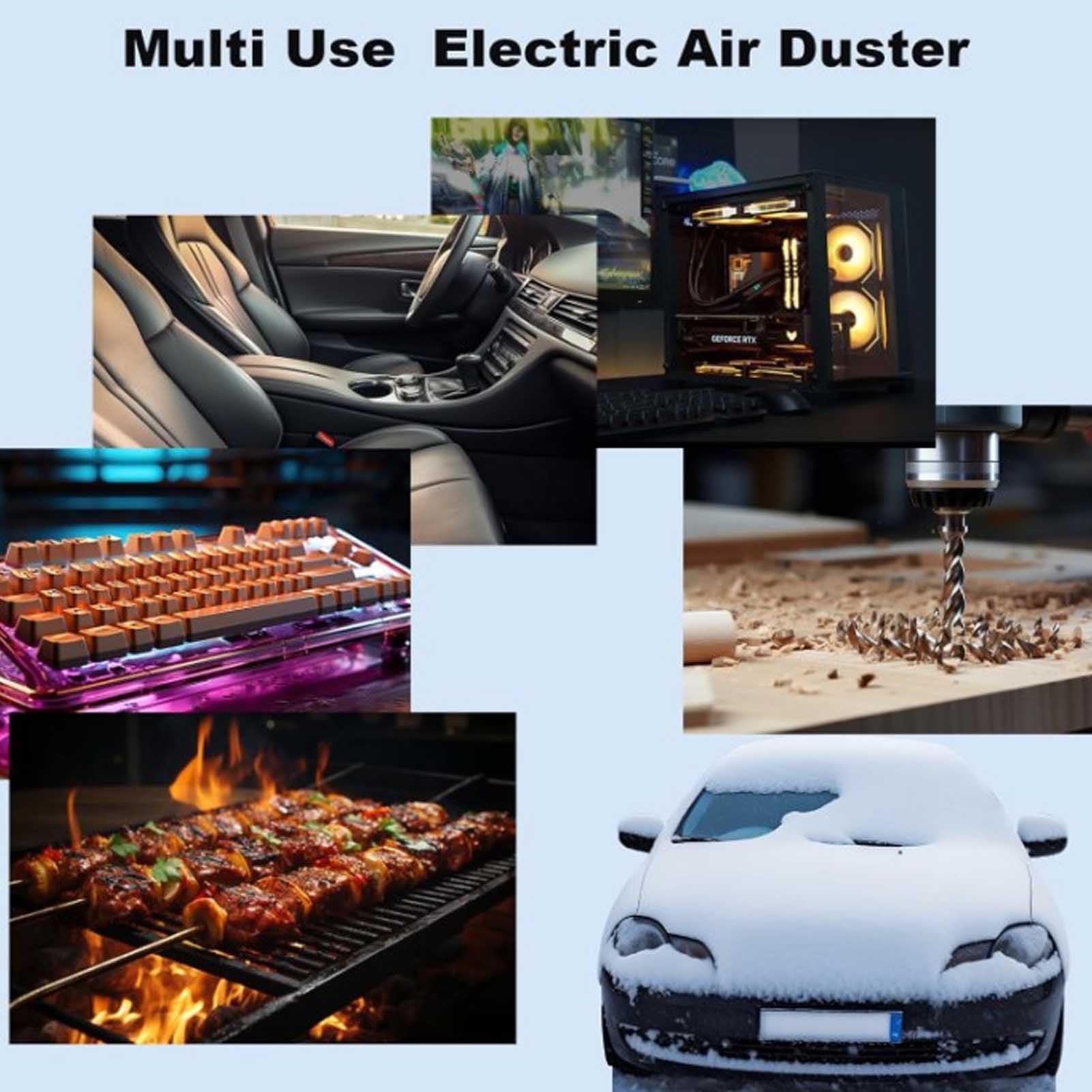 Wakects Jet-Gebläse, ABS, Wiederaufladbar, Jet-Trockenventilator, 130.000 U/min, mit Digitalanzeige und Licht, 5-Gang-Typ-C-Aufladung, für die Reinigung von Auto-Computer-Tastaturen, Kameras