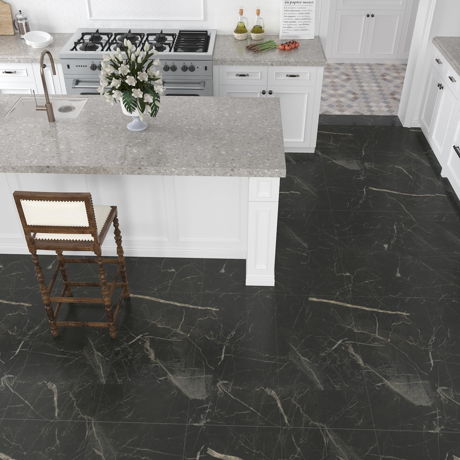 Pavimento PVC Adesivo Effetto Granito - Piastrelle 30x30 Cm Impermeabili - Per Bagno, Cucina, Soggiorno