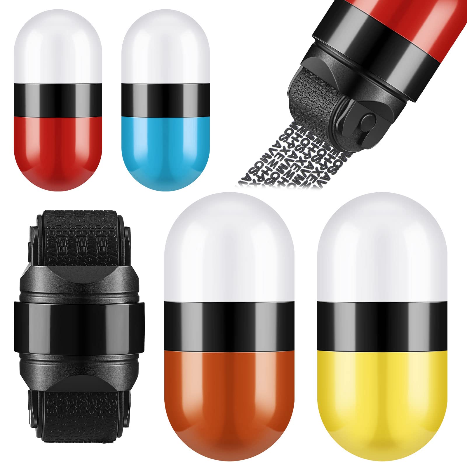 4 Pieces Identity Protection Roller Stamps Dual Side ID Stamp Roller Identity Theft Protection Stamp Wide Rolling Security Stamp for Privacy Protection, ID Blockout and Address Blocker