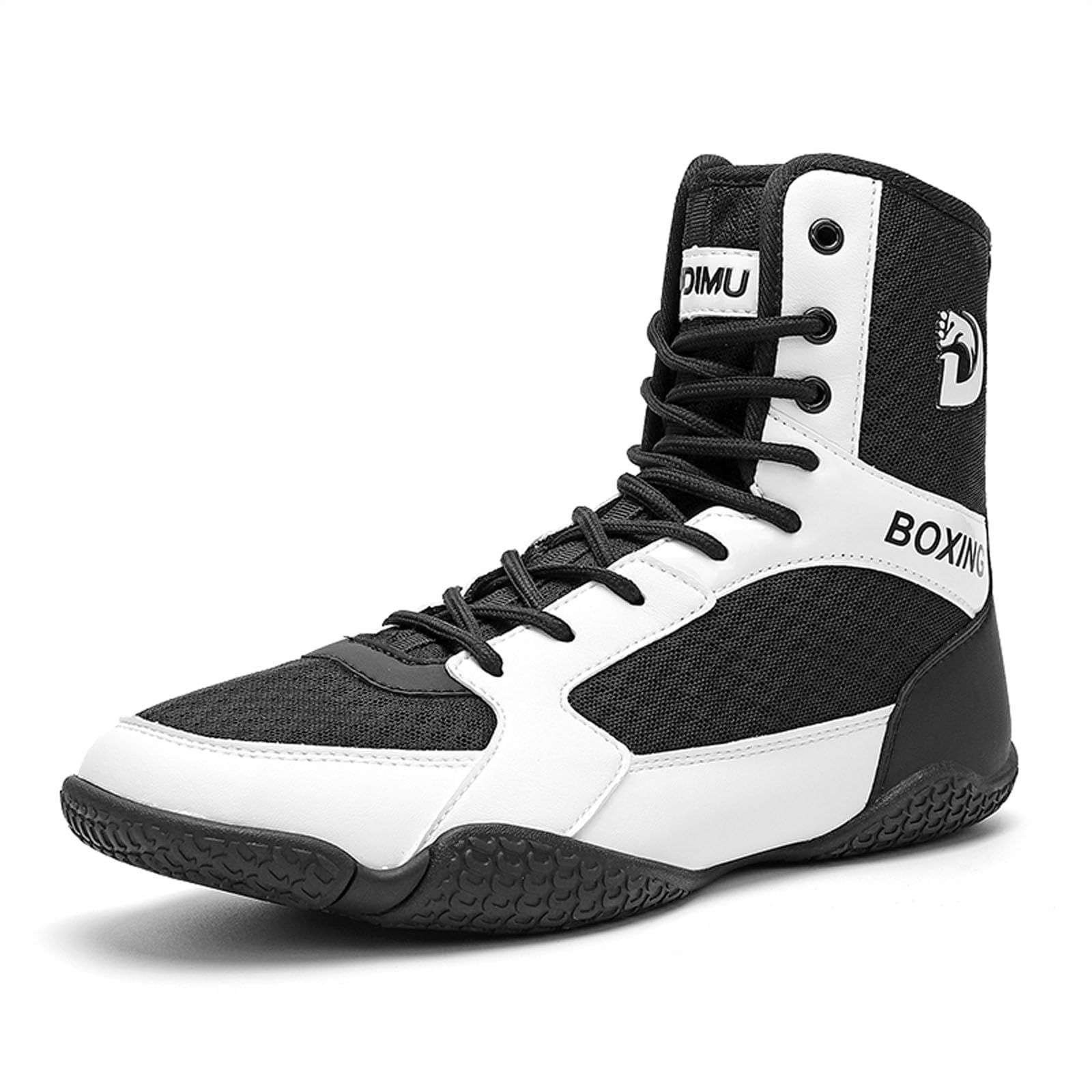 Zapatos De Boxeo para Entrenamiento Y Competición, Calzado Ligero para Lucha Libre para Hombres Y Mujeres, Transpirables, Botas De Combate De Caña Alta,Blanca,41 EU