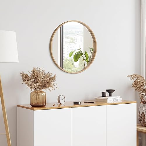 Miniatura 4 de WallBeyond Espejo redondo de madera de 24 pulgadas, espejo de pared circular para baño, espejo de pared redondo para decoración de pared, tocador