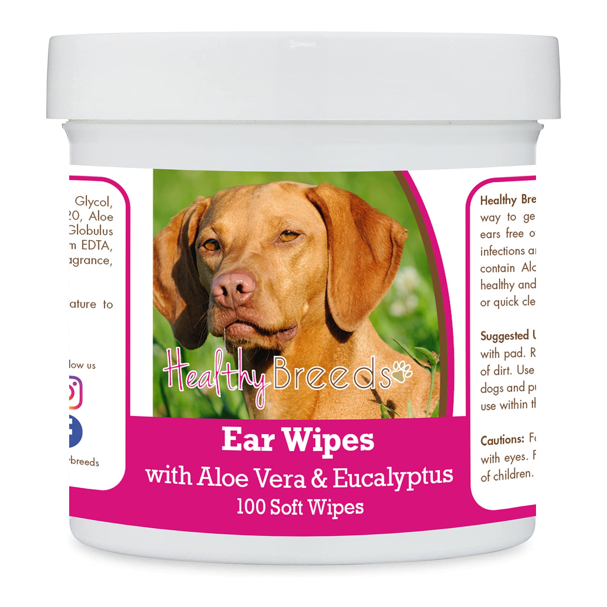 Healthy Breeds Vizsla Ear Cleaning Wipes with Aloe &amp; Eucalyptus for Dogs 100 Count
