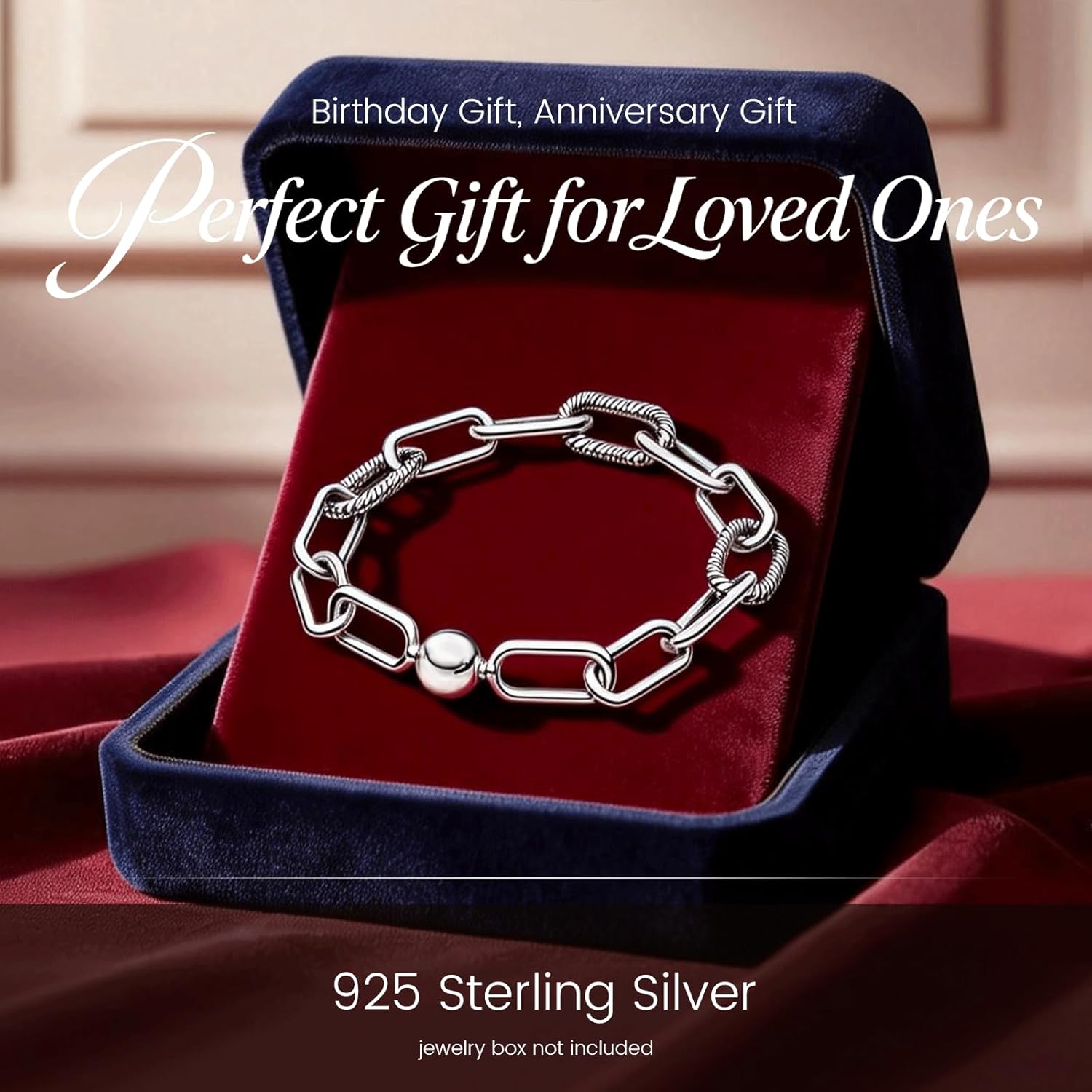 Annmors 925 Sterling Silver Intertwined Link Bracelet Plain Chain Compatible with Women's Bangle Charm & Pendants - Image 6