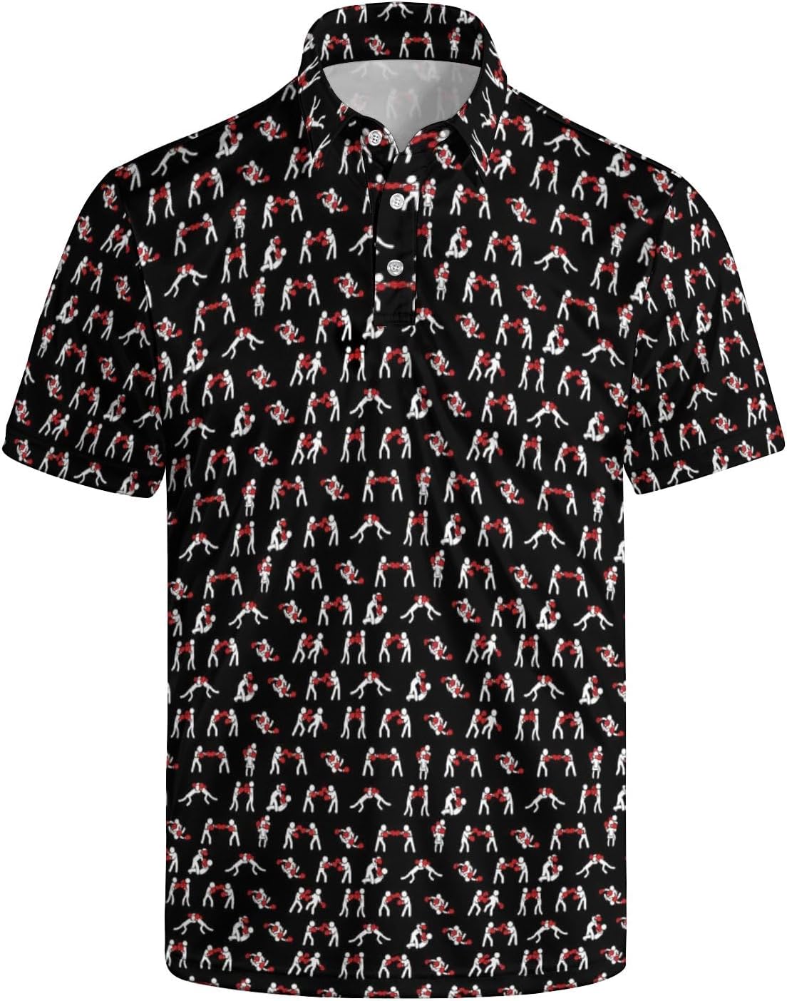 Golf Shirts for Men Printed Quick Dry Short Sleeve Performance Polo Shirts Moisture Wicking Collared Tennis T-Shirt, Boxer Black, XL