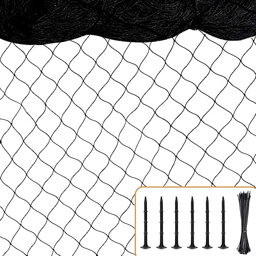 Red para pájaros de 50 x 50 pies con malla cuadrada de 1 pulgada, red de jardín para techo de gallinero, red de nailon resistente, red de aviario,