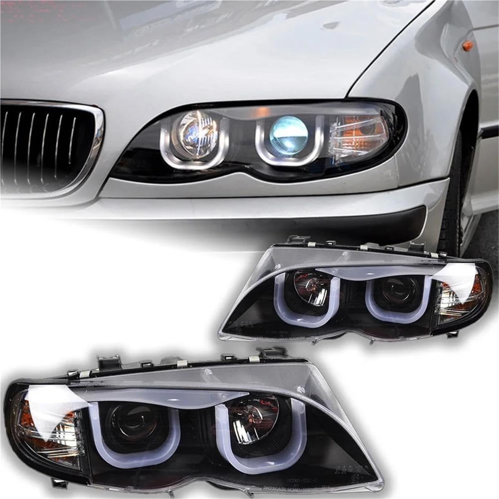 Fari dell'auto Faro anteriore per BMW E46 320i 318i 323i 325i 2001-2006 DRL con luce allo xeno