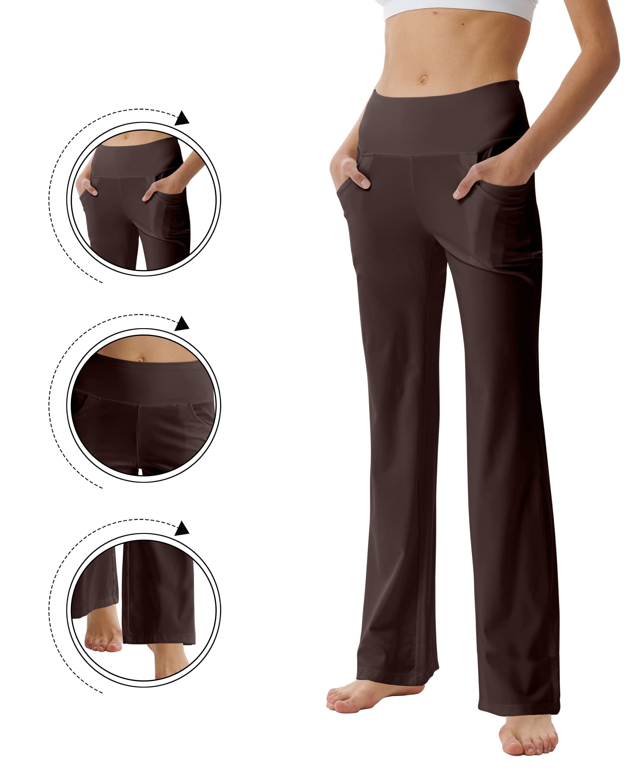 LaiEr Pantaloni da Yoga da Donna con Tasche a Vita Alta Svasata Bootleg Yoga Pantaloni da Allenamento con Tasche Laterali