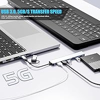 Vista 2 de PANPEO Aluminio 7 en 1 USB C y USB Hub con USB 3.0, puertos USB 2.0 para PC/portátiles/MacBook Pro/Air/iMac/iPad y más dispositivos