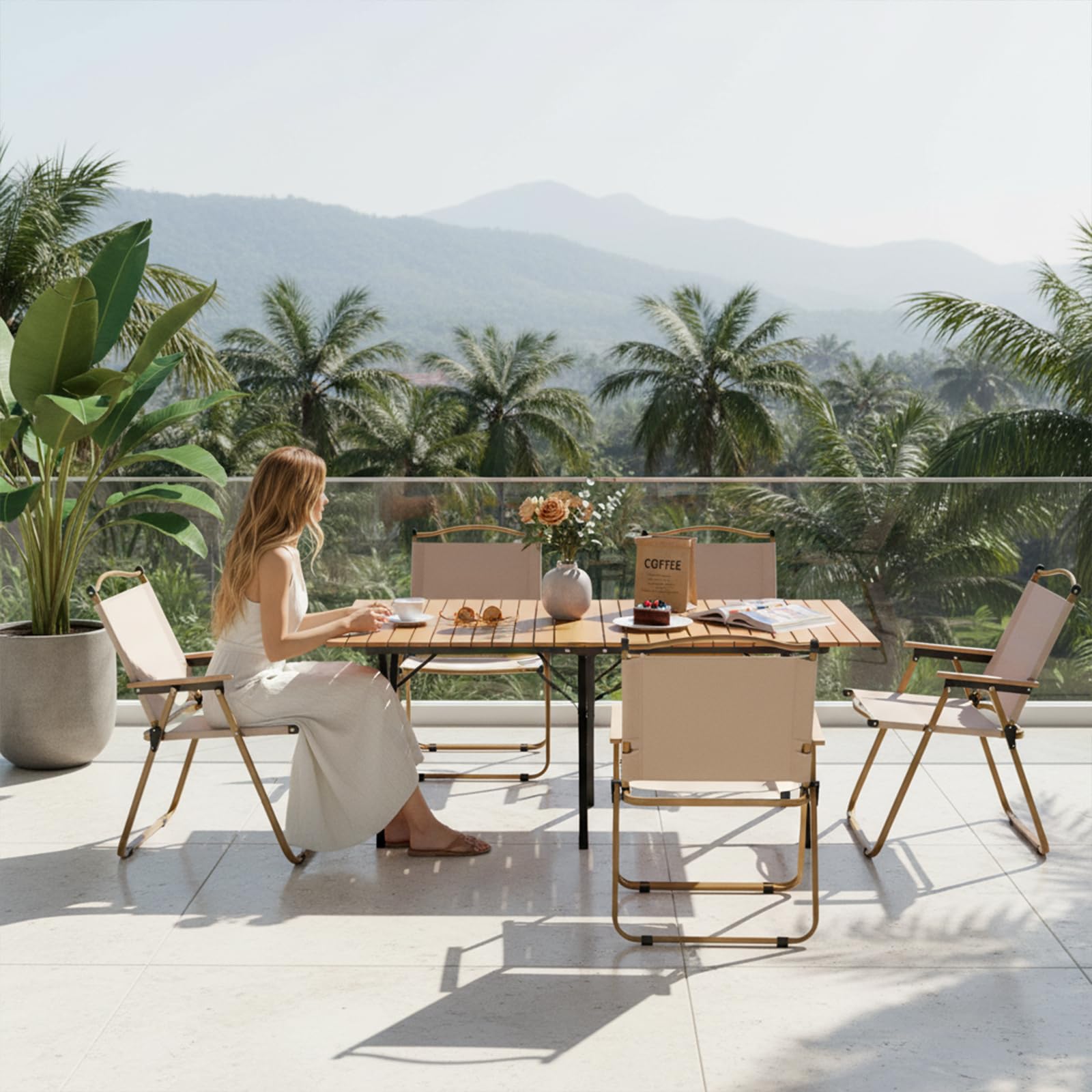 Table de Camping Pliante 119 x 58 cm, Table Pliante Portable, Sac de Rangement Inclus, Facile à Transporter pour 6 à 8 Personnes, Pique-Nique, Voyage, Jardin, terrasse - Brun