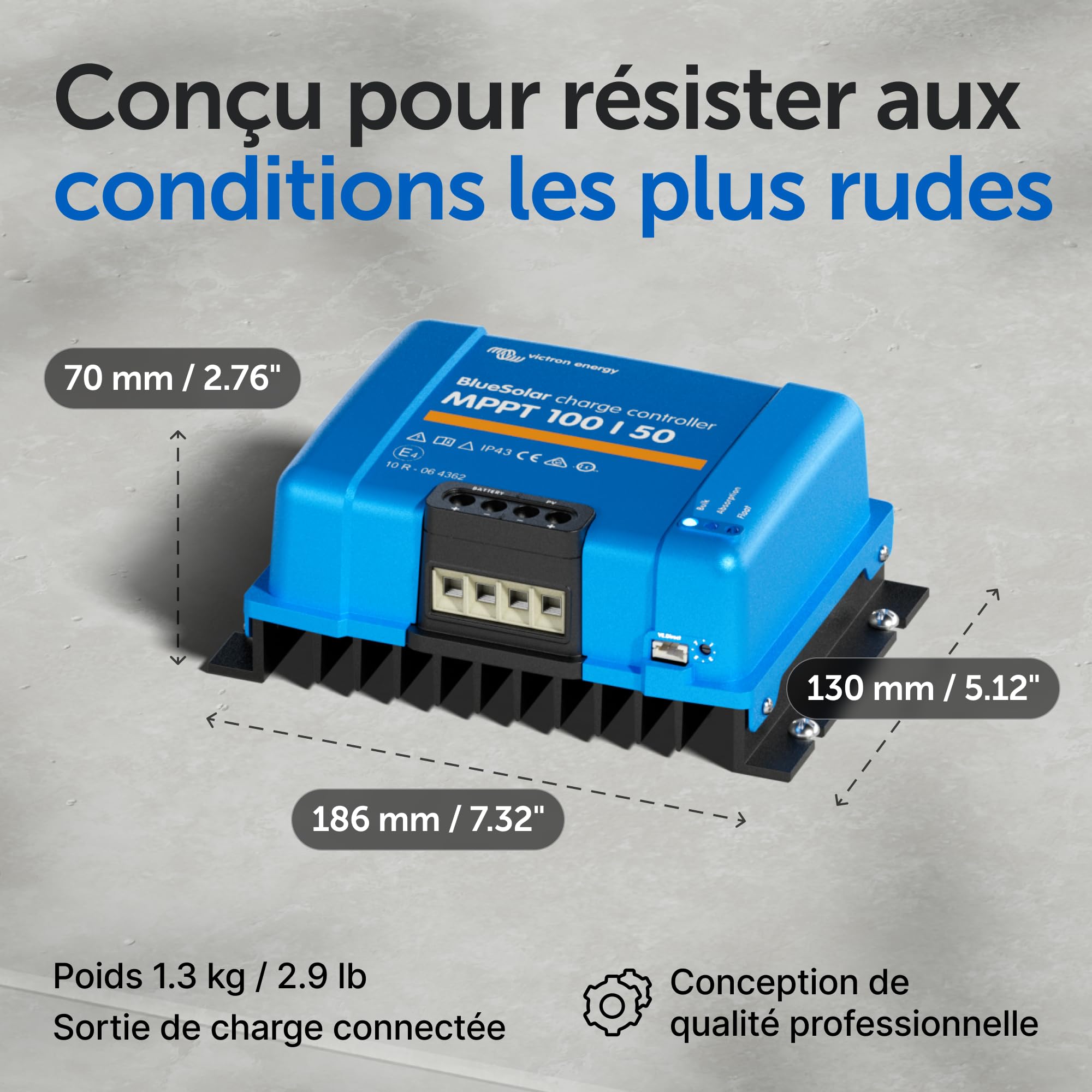 Victron Energy BlueSolar Contrôleur de charge solaire MPPT 100 V 50 amp 12/24 Volt