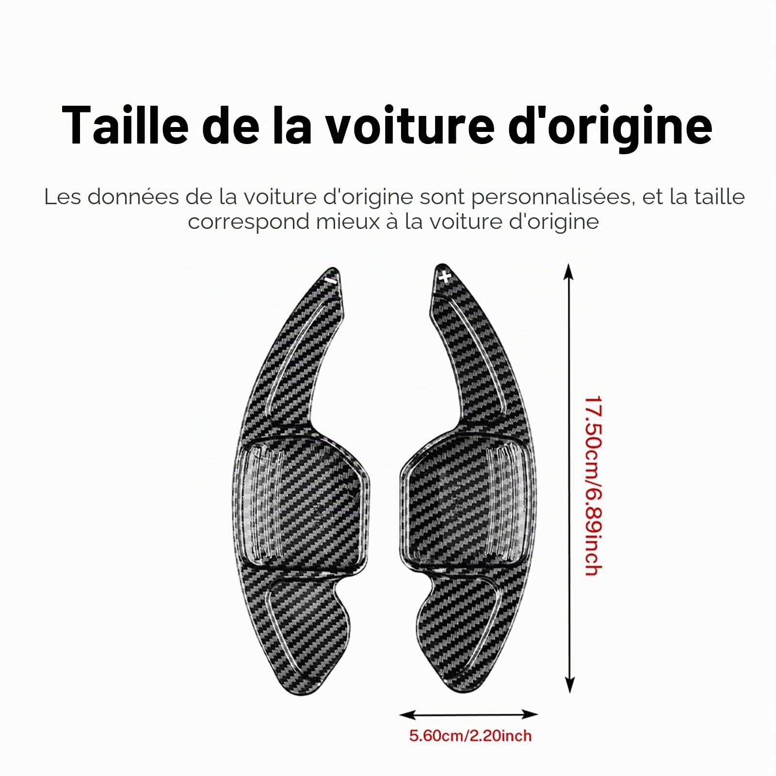 KUNGKIC Volant ABS avec palettes de changement de vitesse, pour Audi 2013-2016 A3 A4 A6, A8 2011-2017 Pièces d'accessoires d'intérieur 2 PCS (Noir motif carbone soudé)