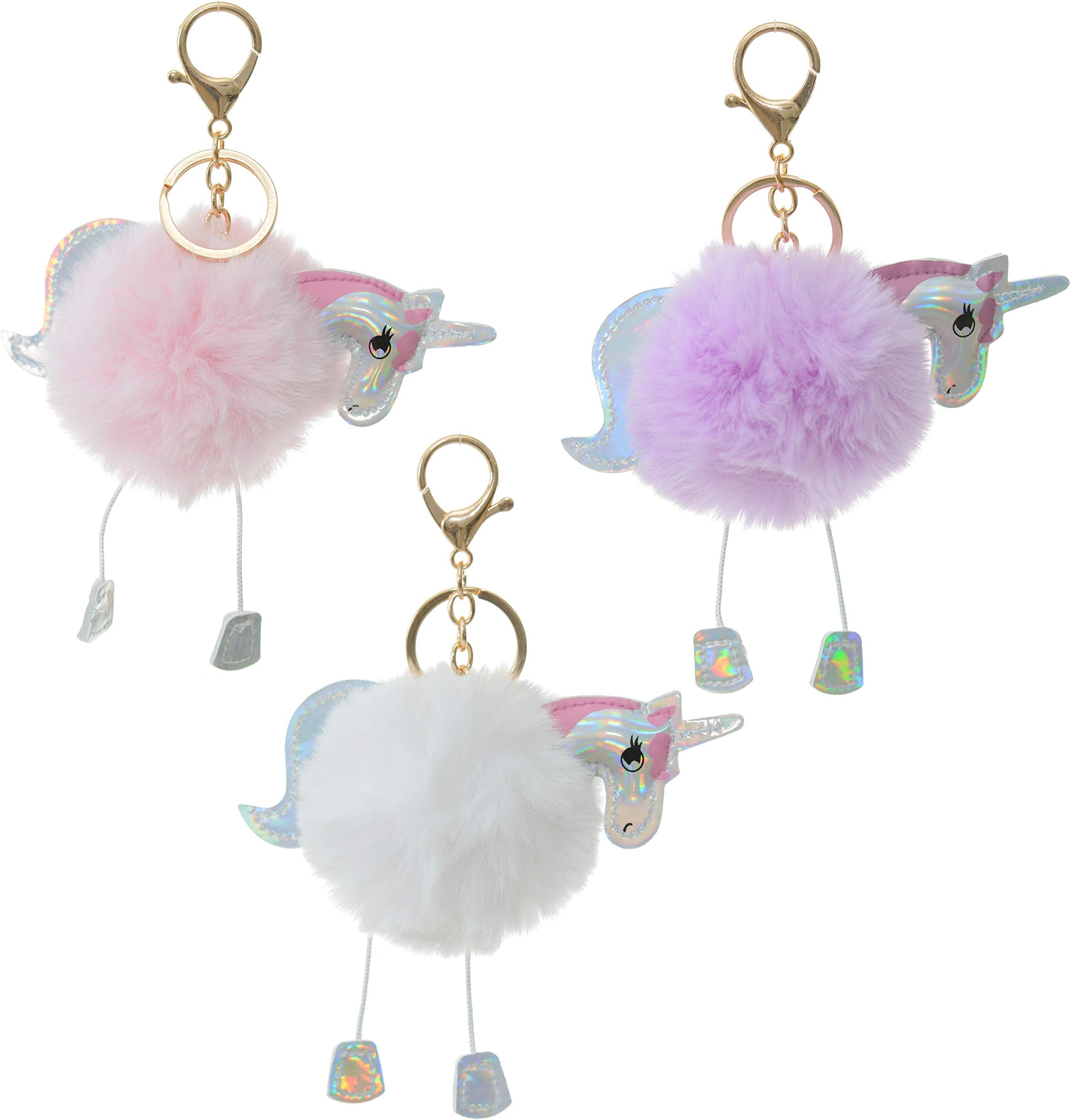 Dreams and WhispersFaux Fur Ball Pom Pom Key Chain Ring for Women Bag Pendant