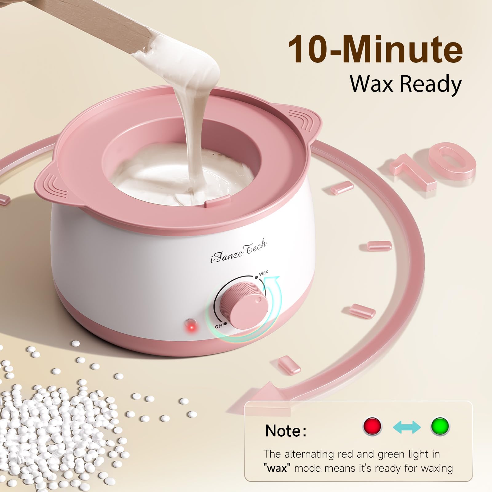 Waxing-Set,Wachs Haarentfernung für Frauen: iFanzeTech Wachswärmer mit 400g Wax, Ganzkörper Haarentfernung mit Warmwachs, Langanhaltend glatt, Heißwachsgerät-Rosa