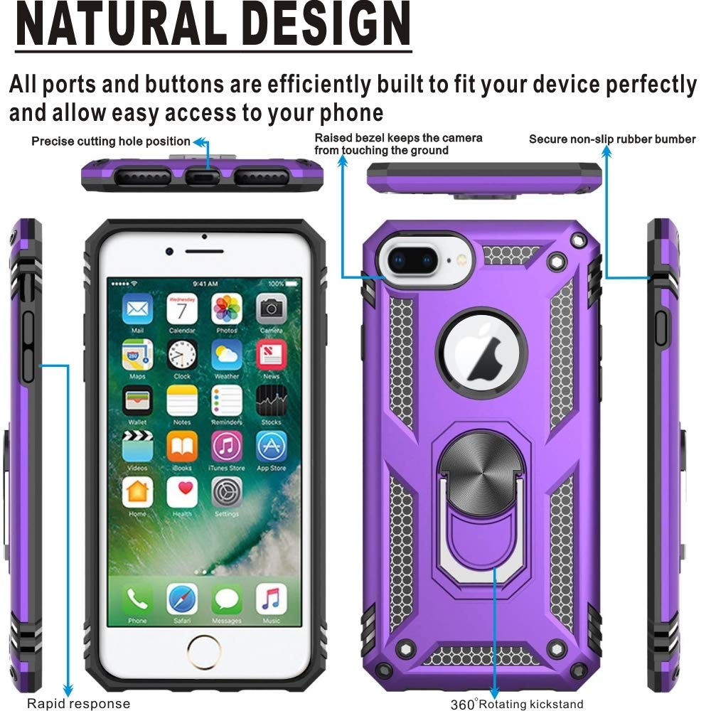 Custodia Folmeikat Per IPhone 8/7/6s Plus – Girevole 360° Con Anello Metallico E Supporto Magnetico - 2