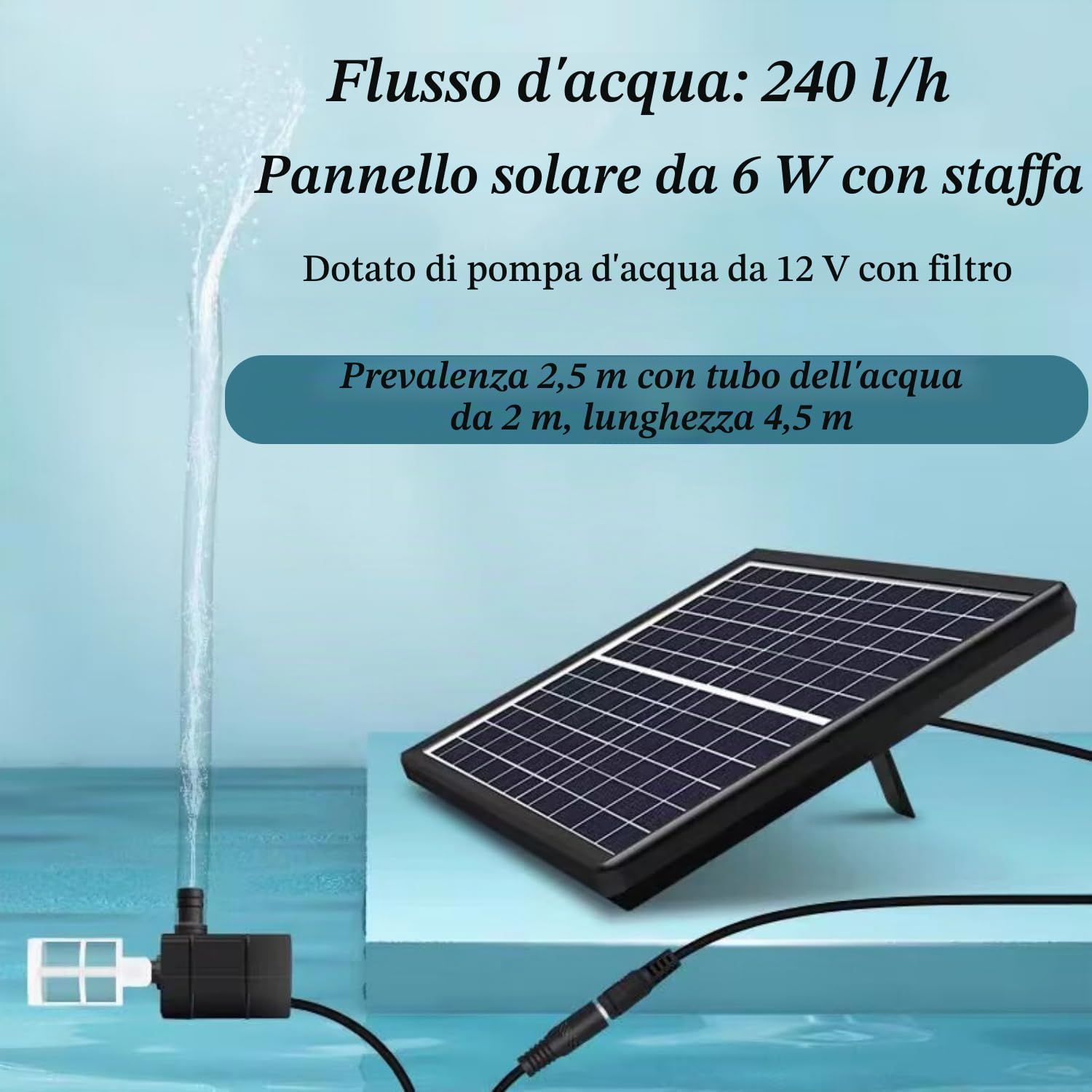 Fontana Ad Acqua in bambù da 45 Cm Ad Energia Solare per Giardino Esterno, Fontana Zen con 4 Uscite Dacqua, Perfetta per Patii E Laghetti - Tranquilla Fontana da Giardino