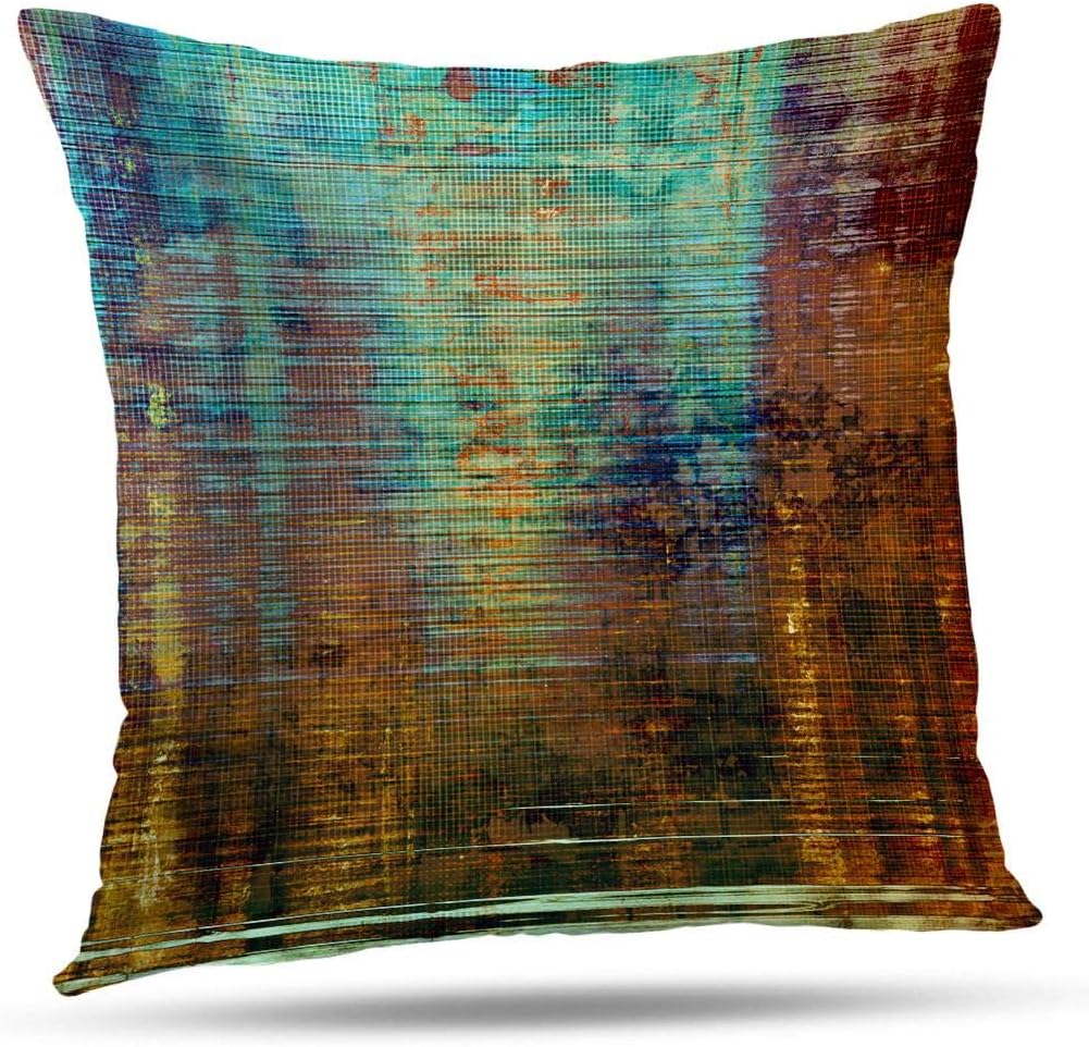 Soopat Decorative Throw Pillow Cover Square Cushion 18 x 18 Inch Antique Grunge Color Yellow Beige Brown Green Blue Gray Home Decor Pillowcase