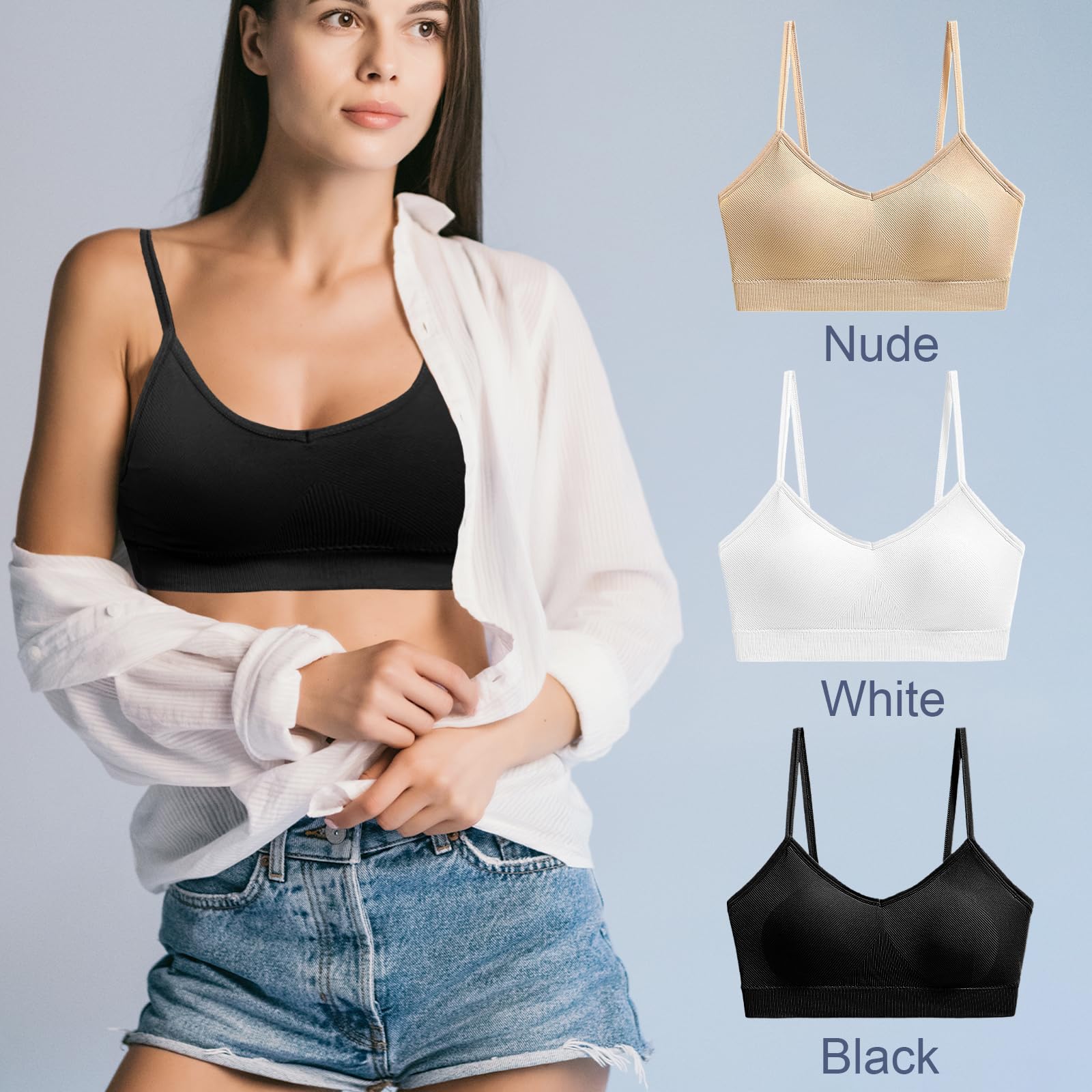 2 Stck BH Damen Ohne Bügel, Nahtloser Bustier Sport Schlaf Yoga BH mit Einzelnem Träger Herausnehmbare Polster