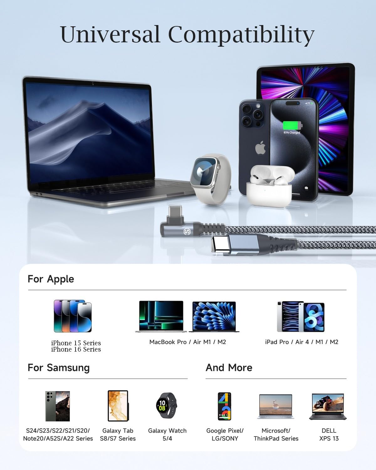 Cavo USB C USB C 90 Gradi,[2 pezzi 3 m][PD QC3.0/60W ricarica rapida] Cavo Tipo C Compatible con i Phone 16/15 Plus Pro Max,iPad Pro/Air,MacBook, Samsung S24 S23 S22 Pixel, Hua wei,Switch,Xiaomi