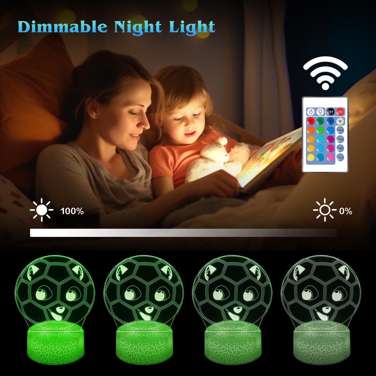 Regali di calcio per gli appassionati di sport, calcio luce notturna, 16 colori cambia lampada decorazione con telecomando e touch, regali per Natale, San Valentino, compleanno per ragazzi e ragazze