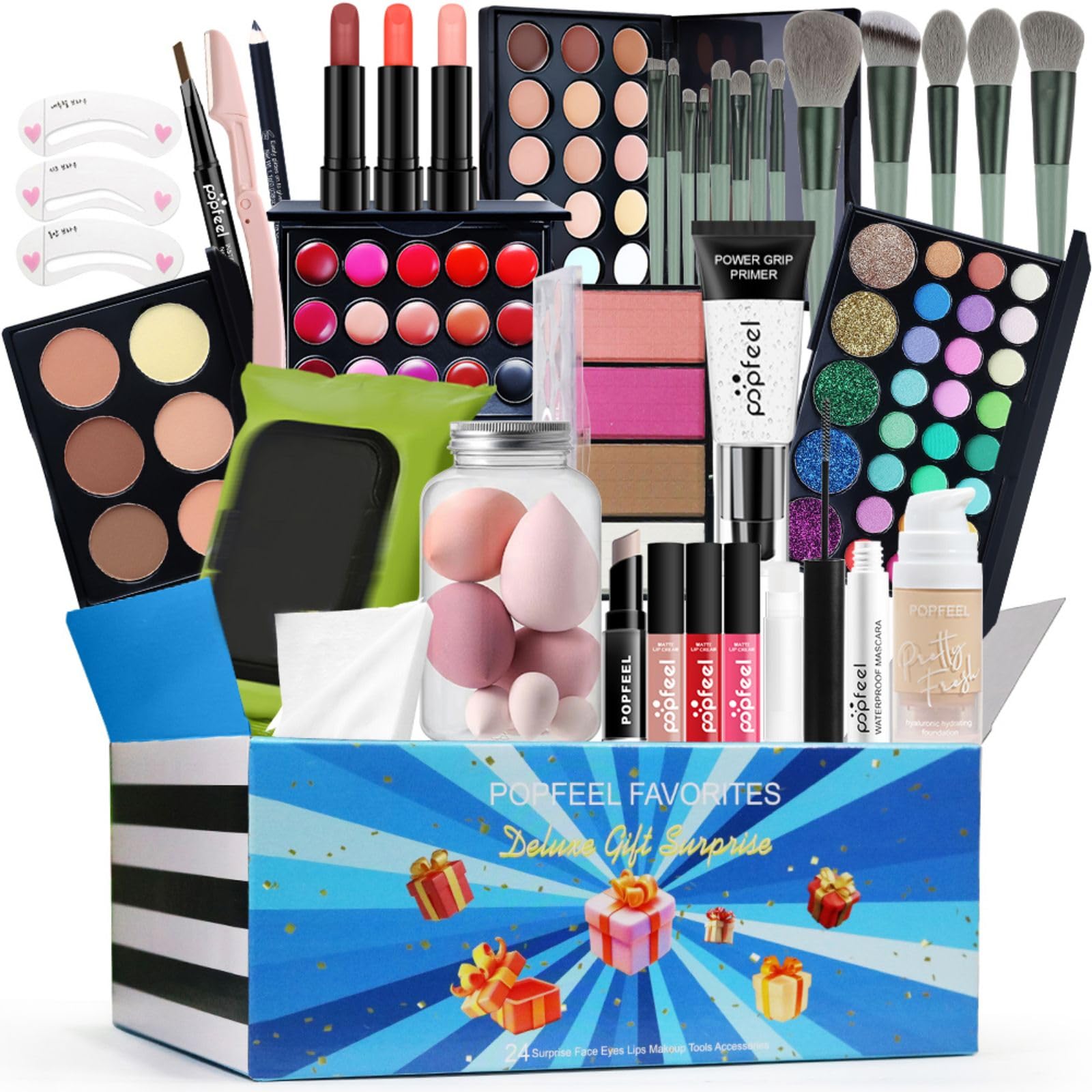 Make-up Set Box, Festival Überraschungssortiment Geschenk mit professionellen Makeup Produkten, Kosmetikset Partygeschenke für Frauen Mädchen Teenager, vegan und frei von Tierversuchen, Set D