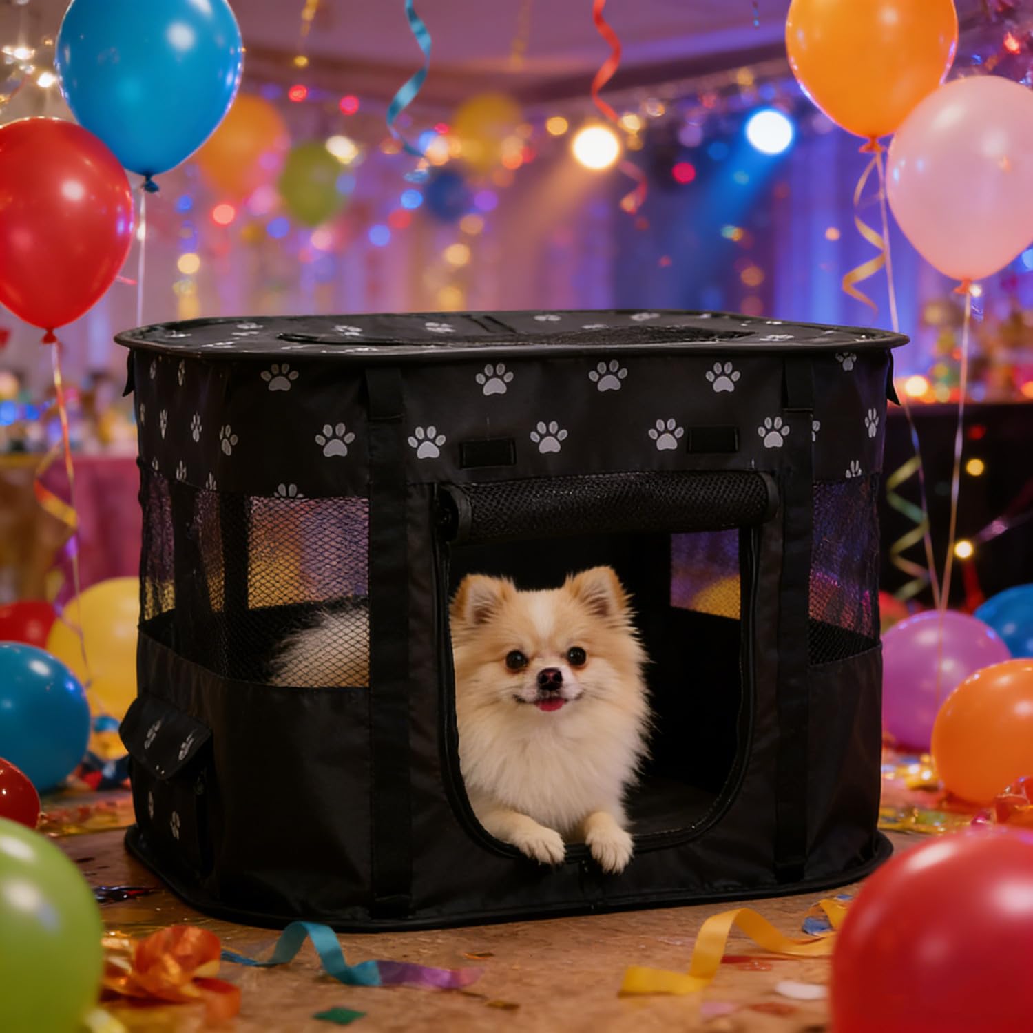 Recinzione portatile per animali domestici, 90 x 70 x 60 cm, pieghevole, rettangolare, per sala di consegna, cuccia per gatti e cuccioli, tenda chiusa per animali domestici (Nero)