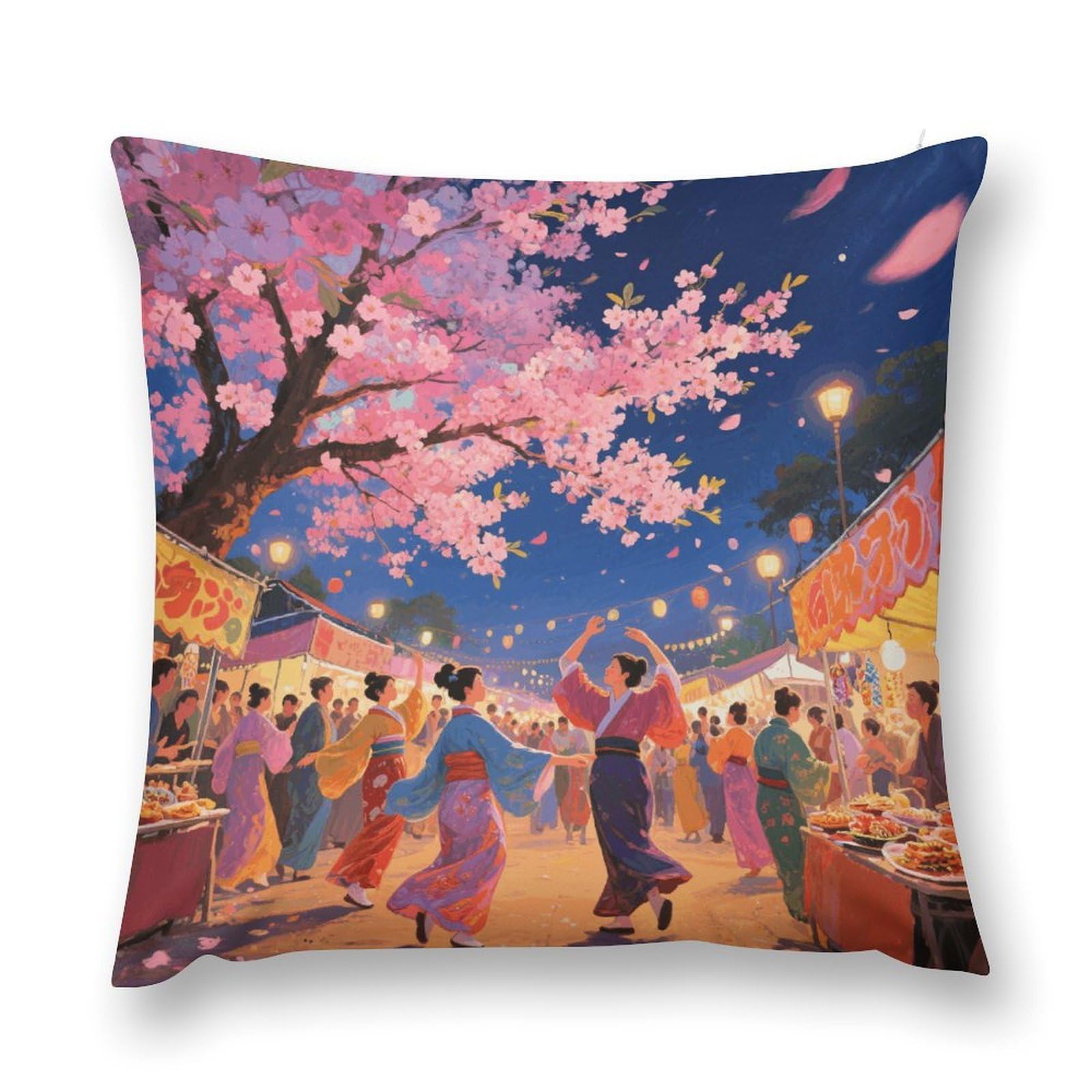 VstaDank Asian Cherry Blossom Throw Pillow Cover with Hidden Zipper Farmhouse Couch Pillow Cover Cozy Soft Short Plush Cushion Case Fashion Square Decorative Pillow Cover for Living Room