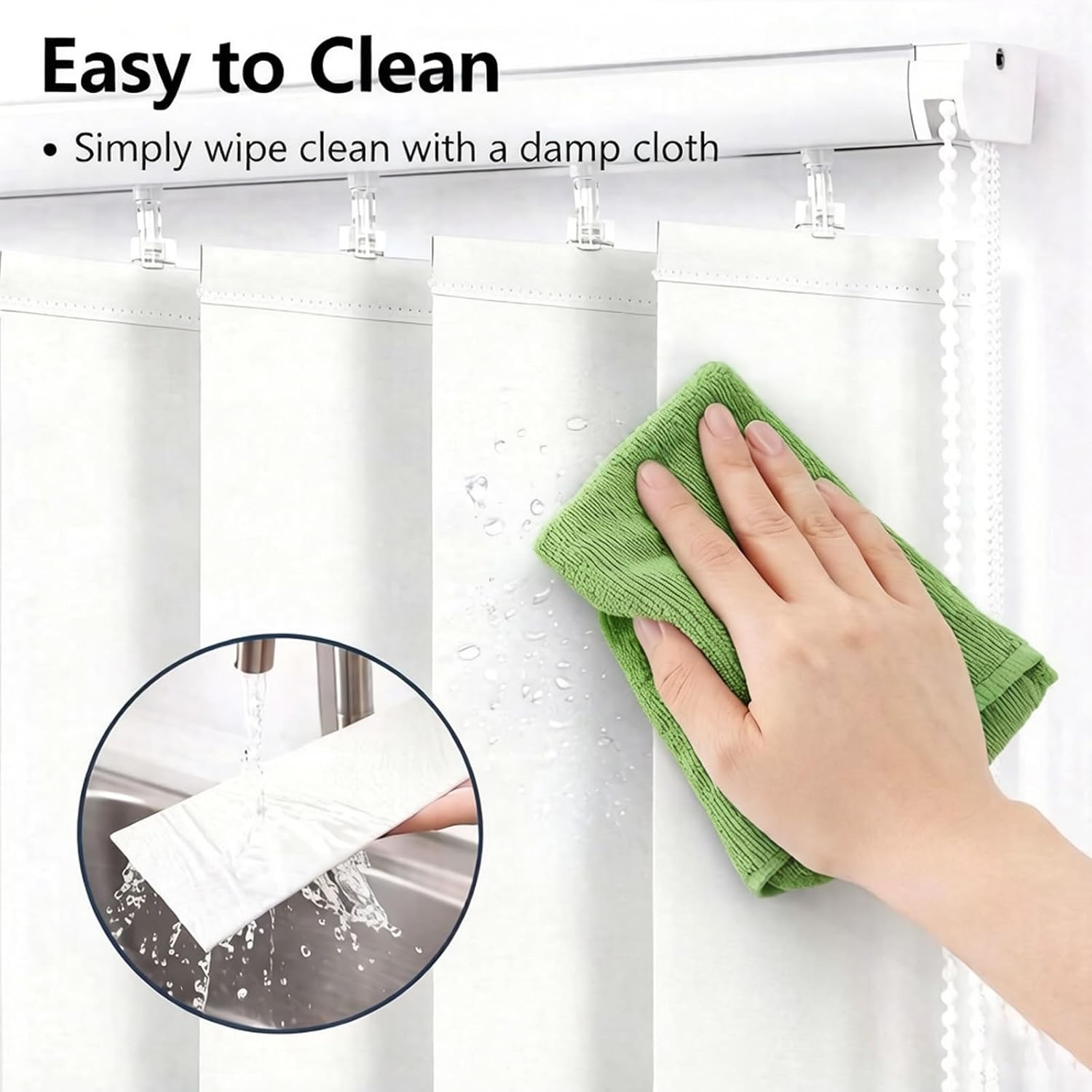 White Vertical Blinds for Indoor Windows, 55" 59" 63" 68" 71" 78" 83" 88" 92" Light Filtering Fabric Privacy Shades, Blackout Panel Track Window Blinds for Sliding Glass Doors(63" W x 72" H)